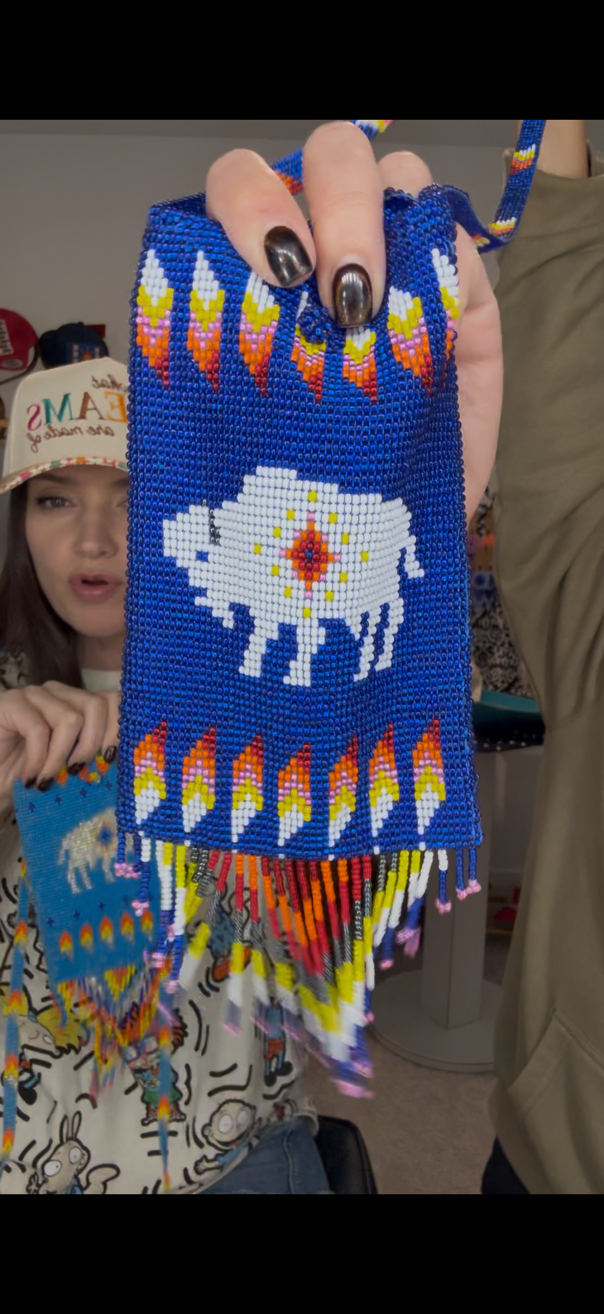 Native Beadwork Buffalo Handmade Crossbody Bag