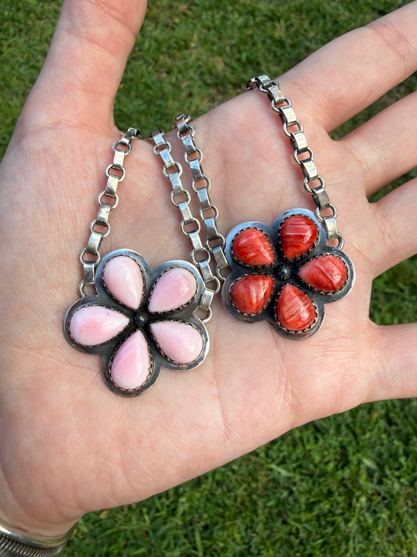 Pink Conch or Red Spiny Sterling Silver Choker Necklace