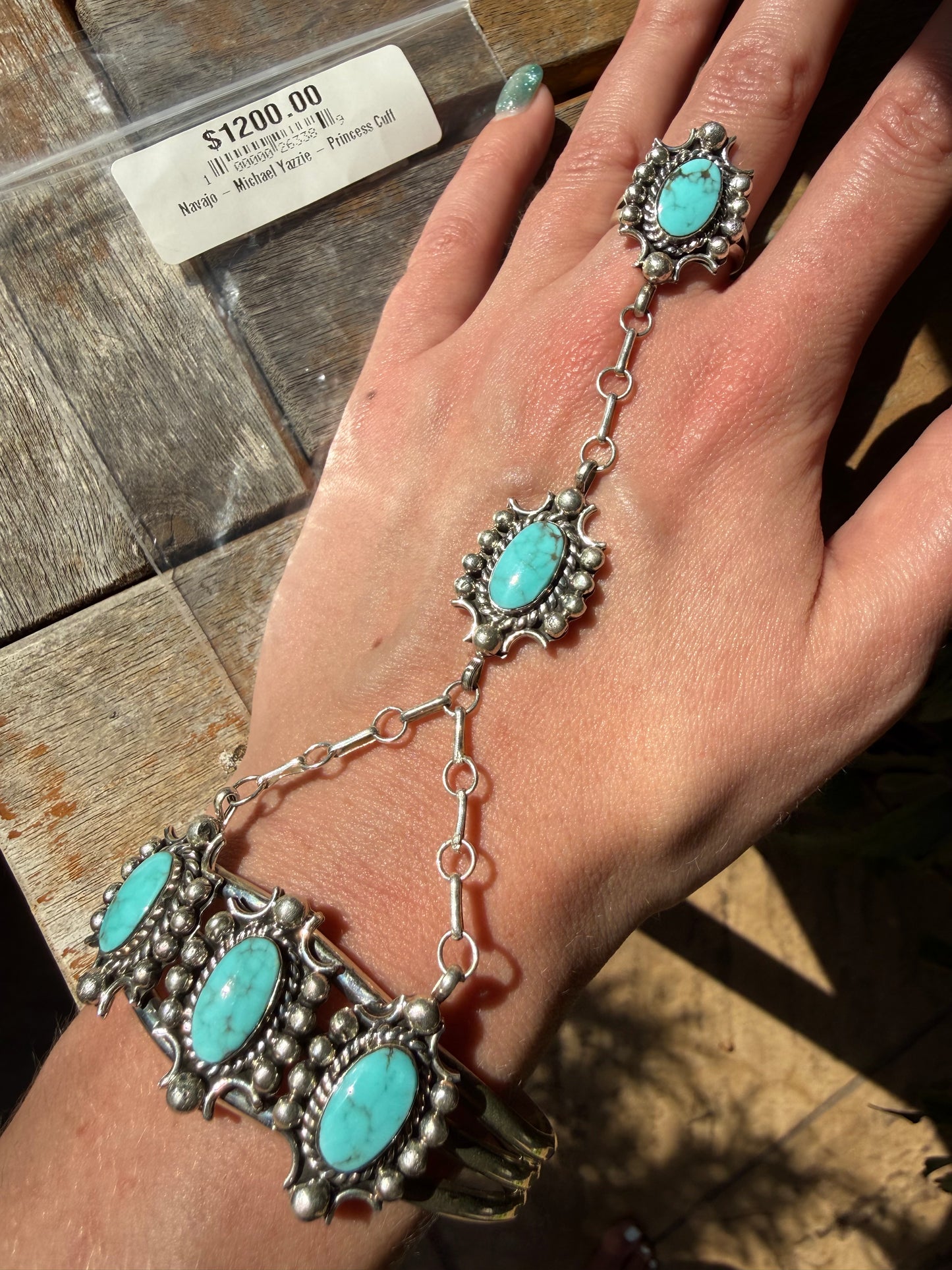 Navajo Turquoise and Sterling Silver Handmade Queen Cuffs