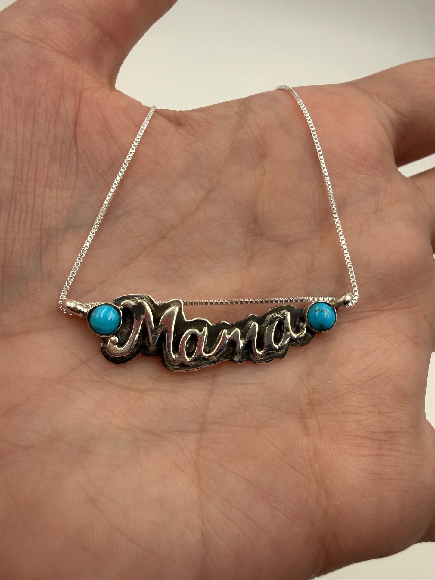 Mama Necklace Sterling Silver Bar