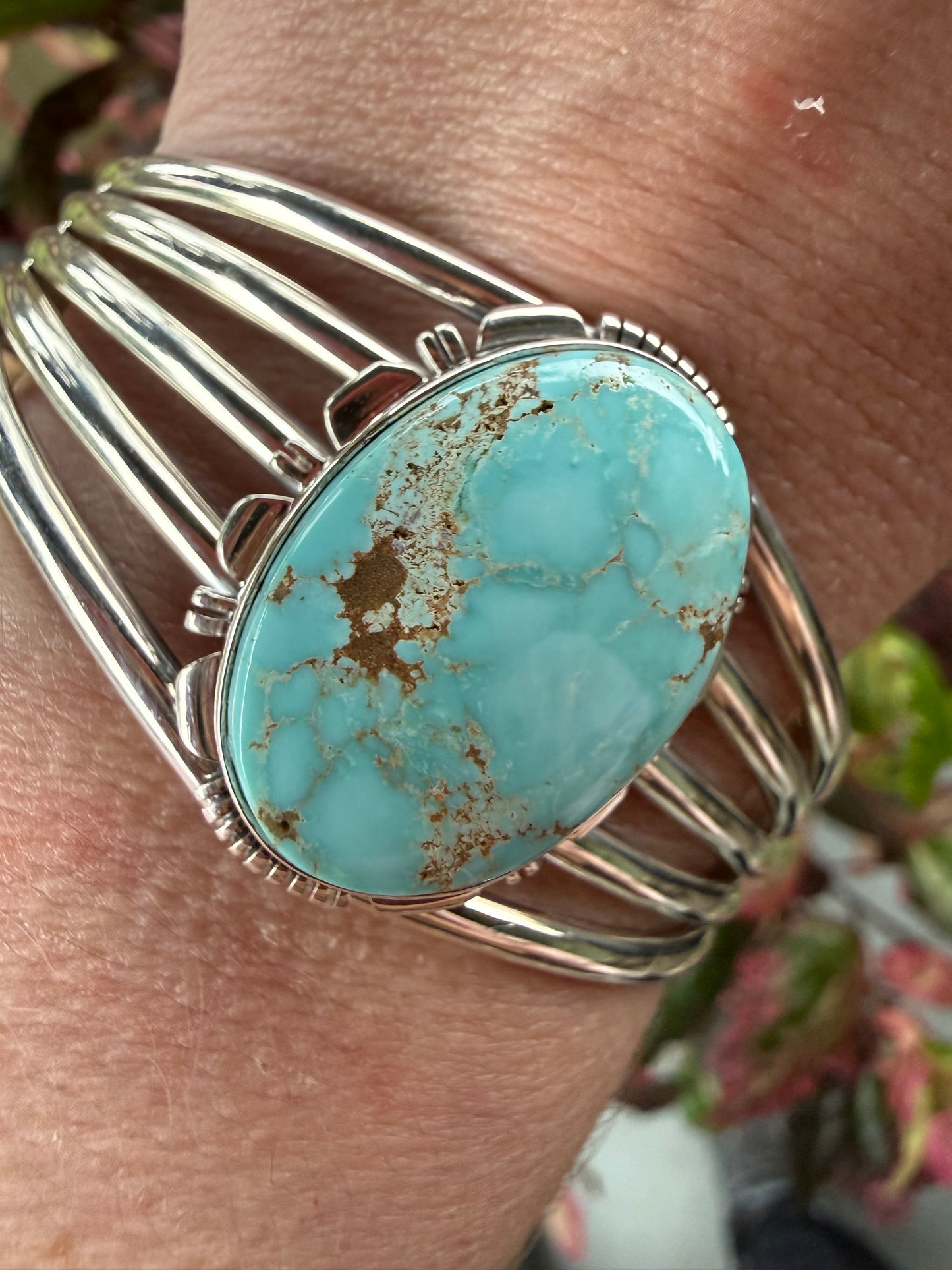 Navajo Handmade Dry Creek Sterling Silver Handmade Cuff by Larry Yazzie