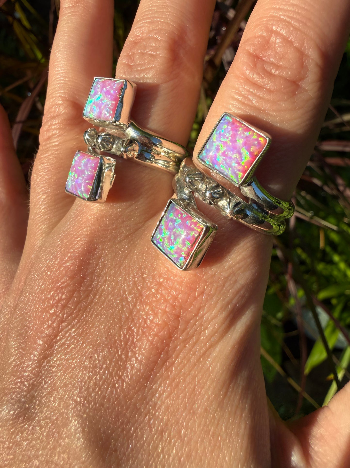 Navajo Pink Balloon Opal Double Stone by Bobby Platero