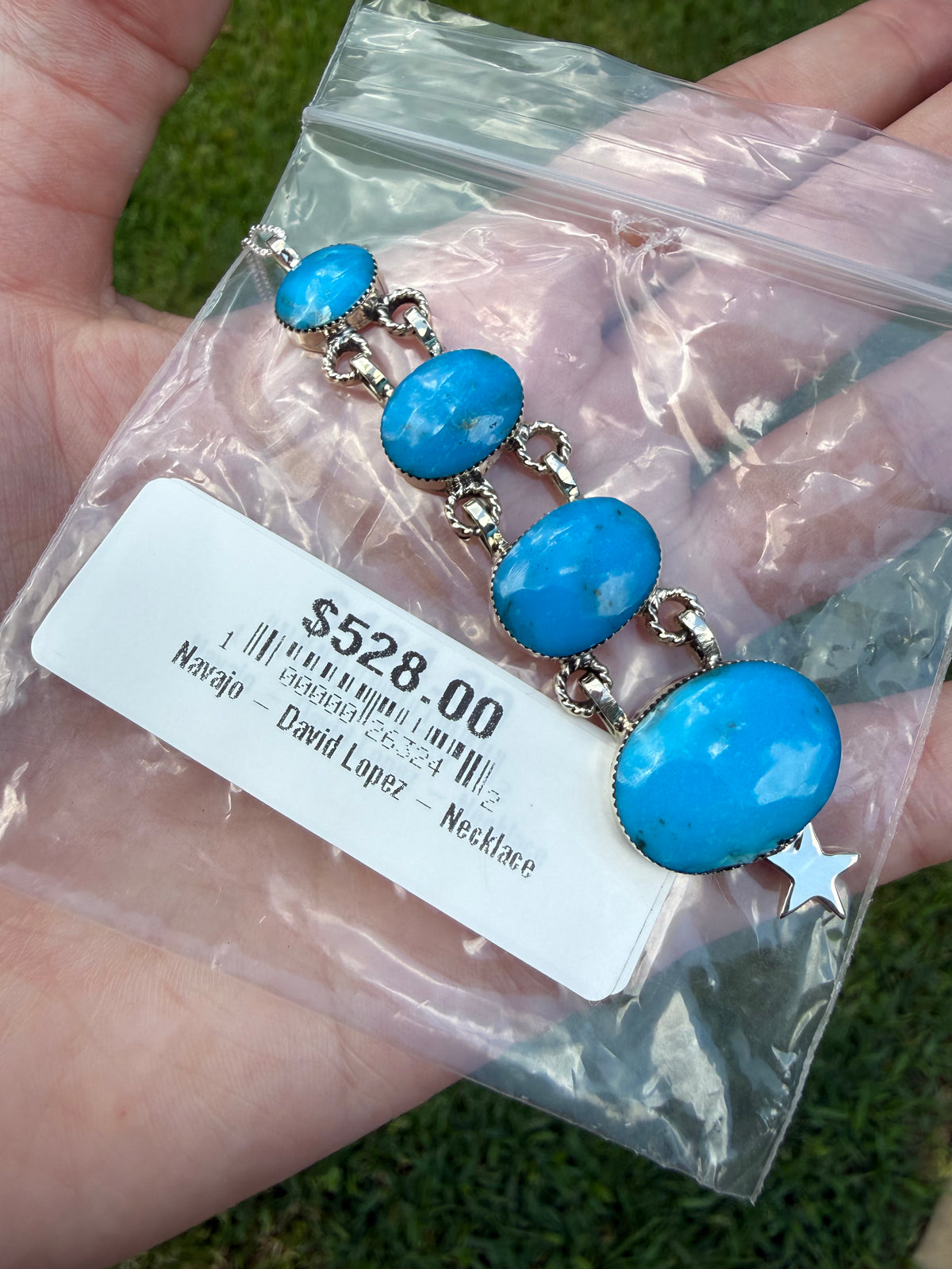 Navajo Turquoise Star Sterling Silver 4 Stone Lariat or Earrings