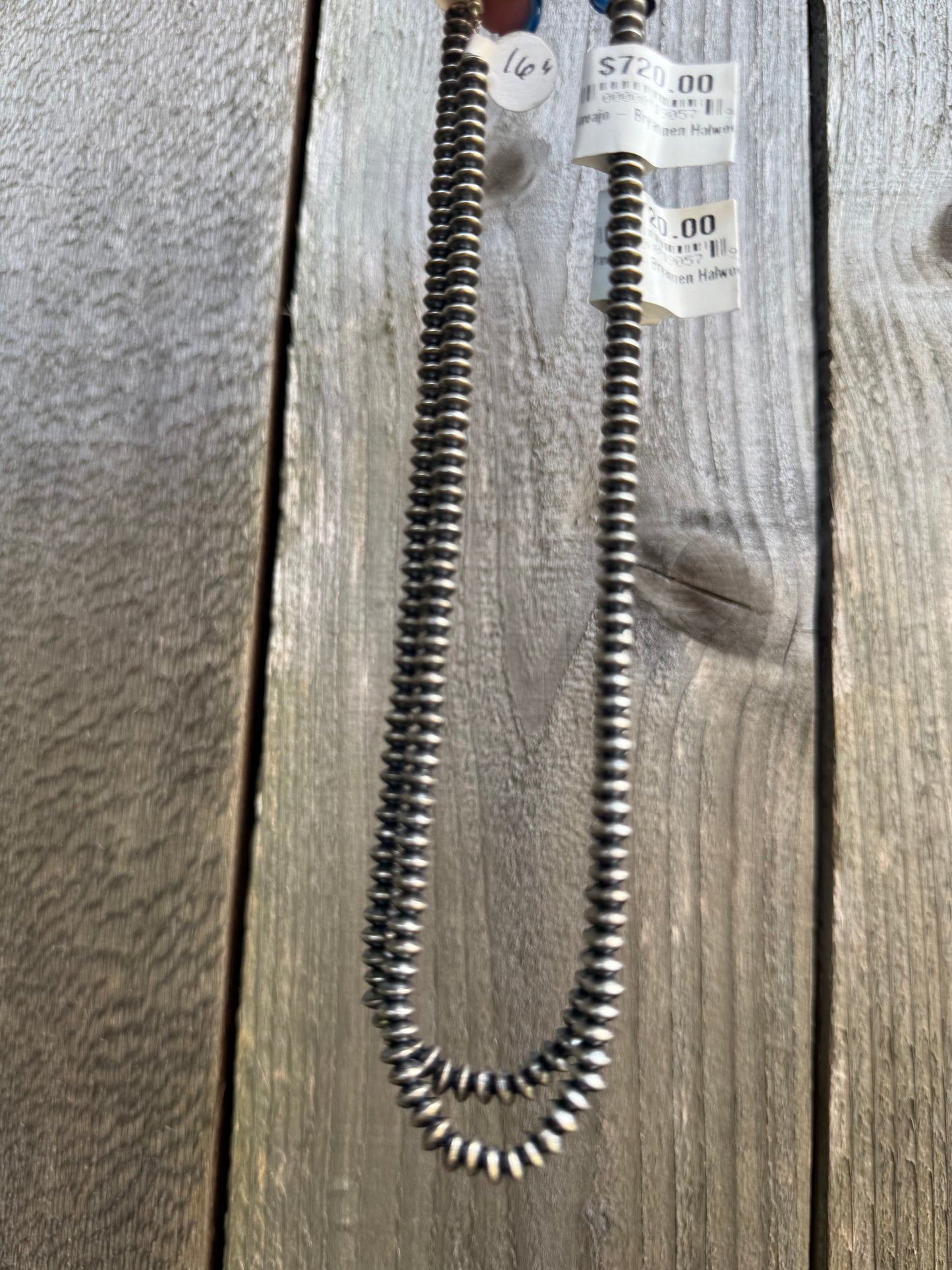 Navajo Pearl Saucer Sterling Silver Necklace 16 Inch by Bryannen Halwood