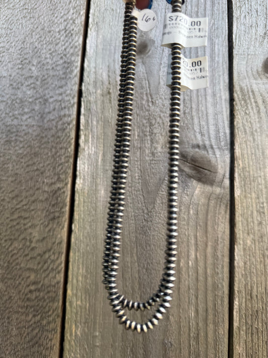 Navajo Pearl Saucer Sterling Silver Necklace 16 Inch by Bryannen Halwood