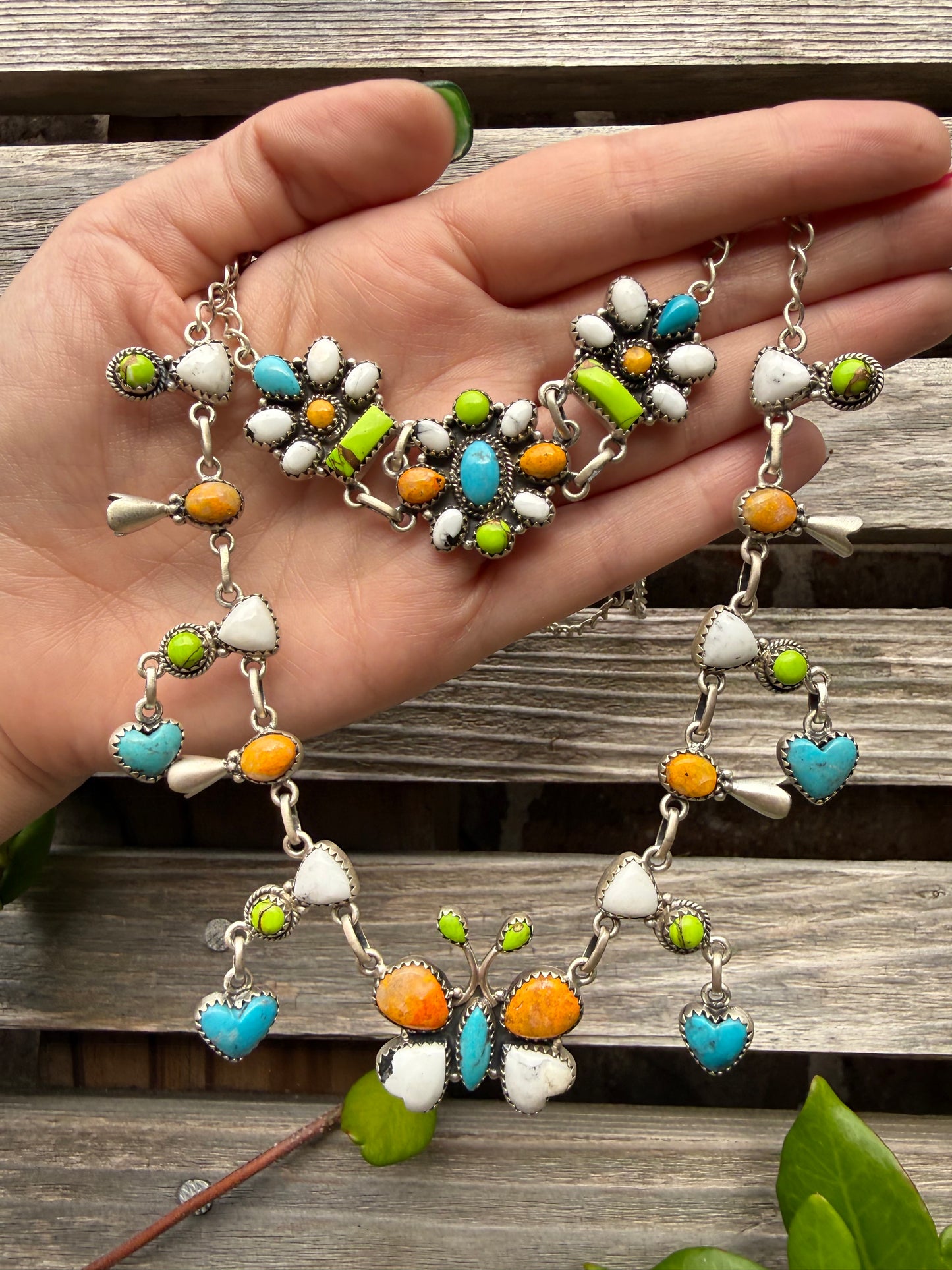 Bumblebee Jasper, Kingman Turquoise, and Lime Dahlia Statement Necklace or Choker