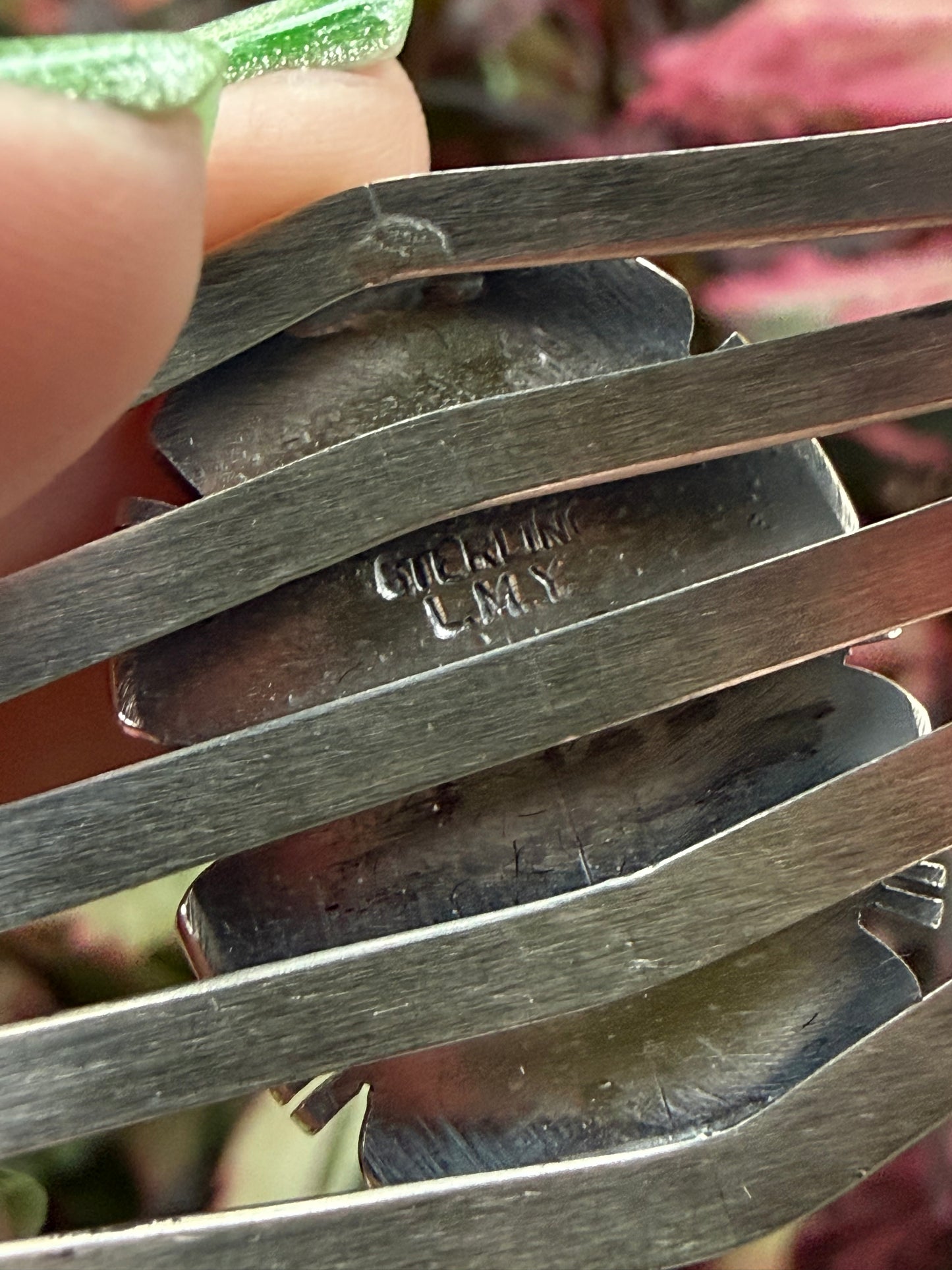 Navajo Handmade Dry Creek Sterling Silver Handmade Cuff by Larry Yazzie