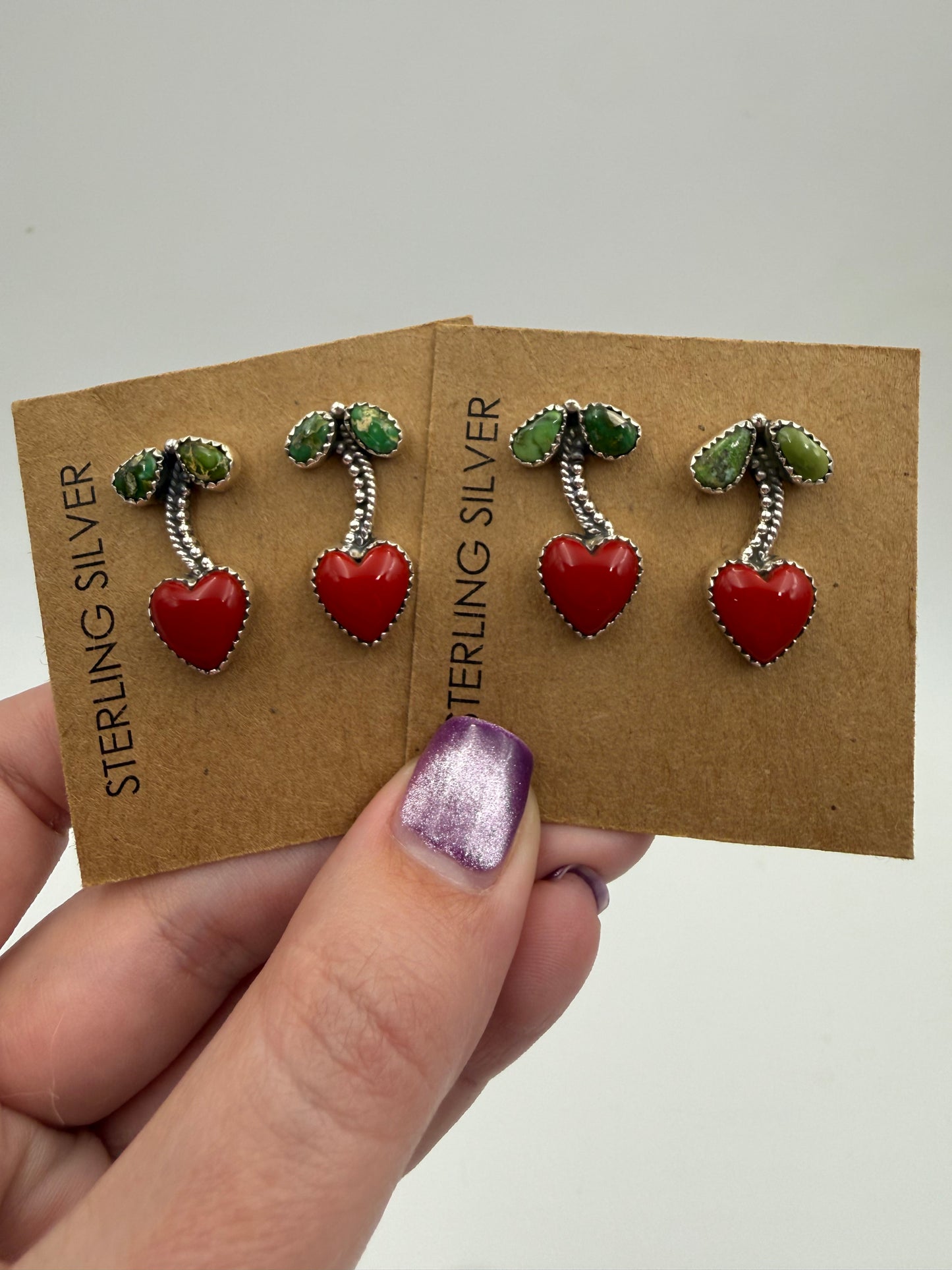 Cherry Red Rosarita and Sonoran Gold Turquoise Sterling Silver Earrings