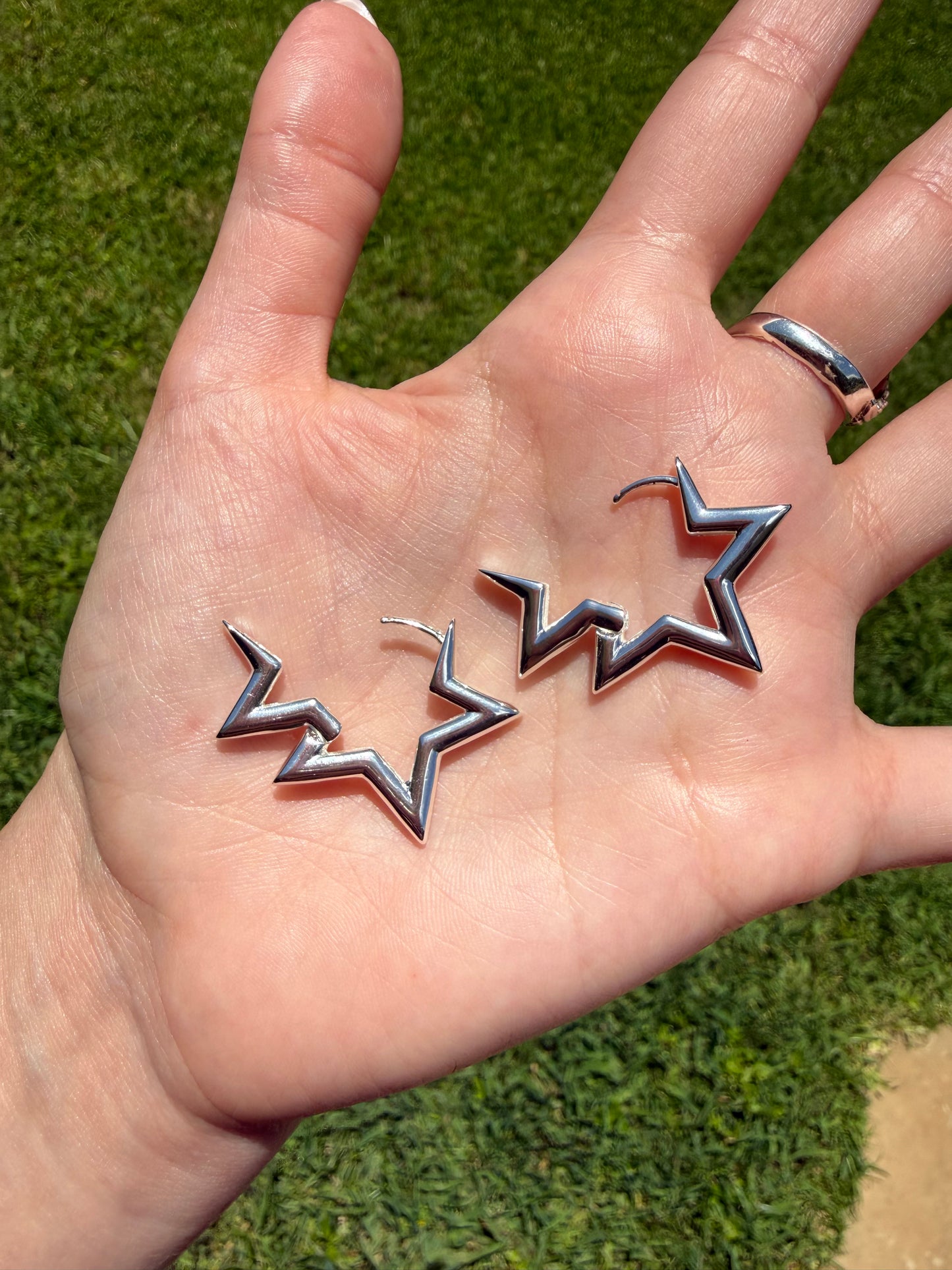 Star Sterling Silver Hypoallergenic Hoop Style Earrings