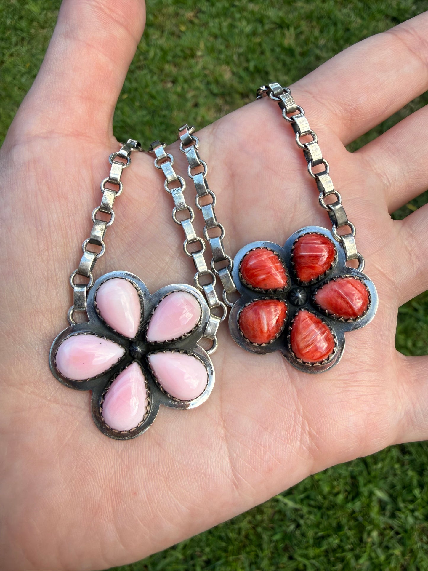 Pink Conch or Red Spiny Sterling Silver Choker Necklace
