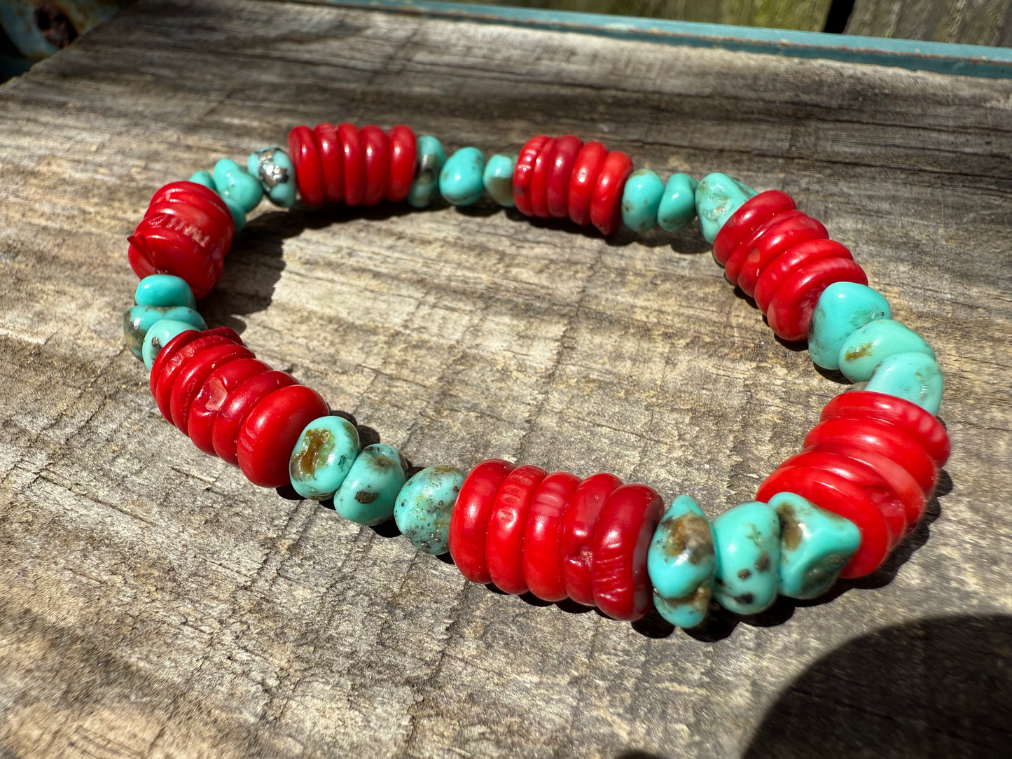 Turquoise and Orange Spiny, Coral or Tigers Eye Purple Spiny Stretch Bracelet