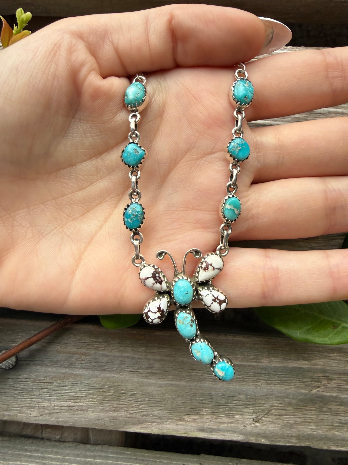 Whitewater Turquoise and Wild Horse Statement Sterling Silver Necklace