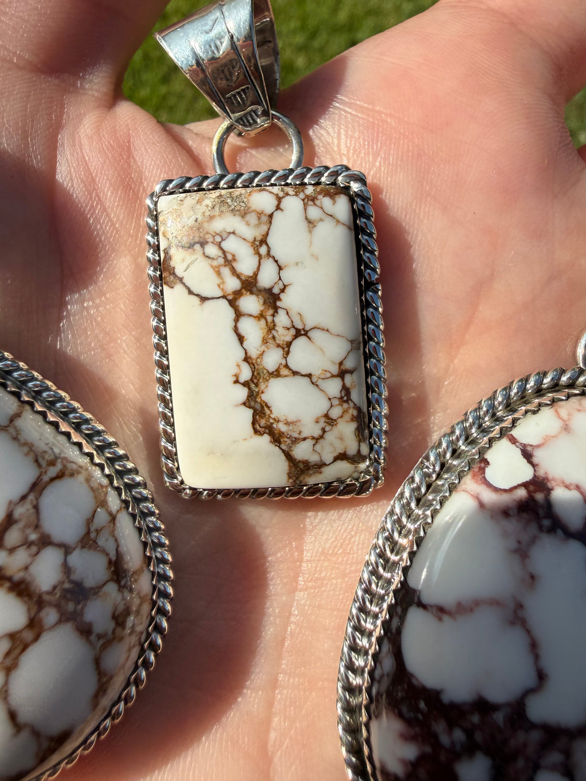 Navajo Wild Horse Big Stone Sterling Silver Pendant
