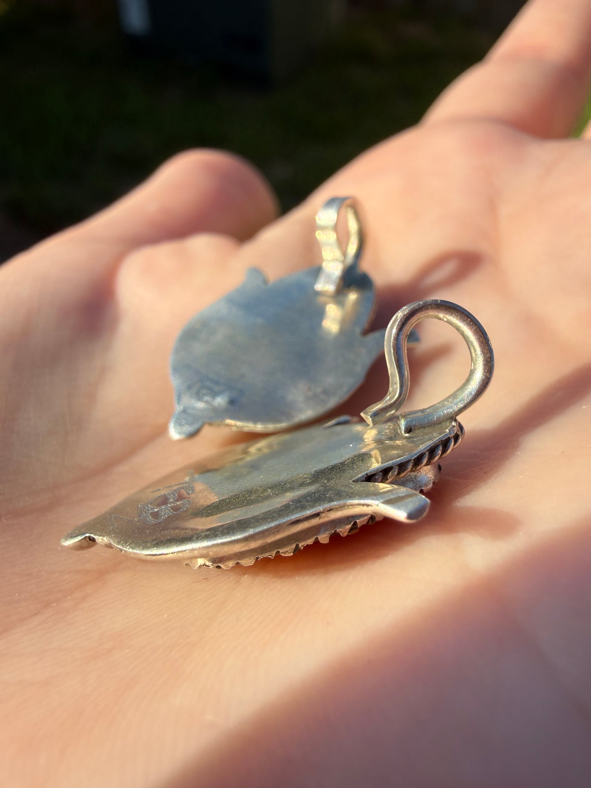 Zuni Turquoise or Spiny Corn Sterling Silver Pendant