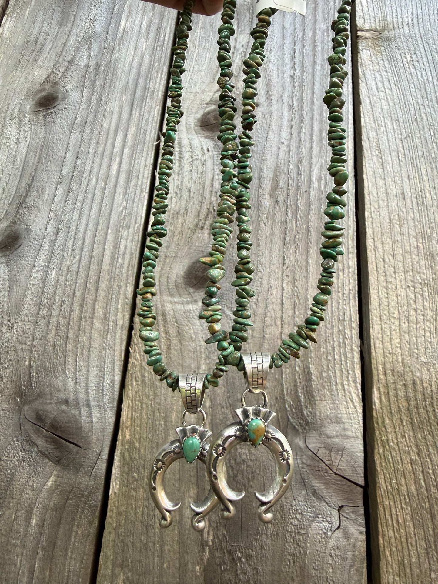 Navajo Turquoise Naja Sterling Silver Pendant with Turquoise Chip Necklace