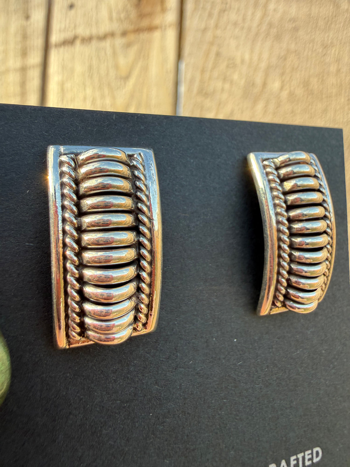 Navajo Full Sterling Silver Bar Earrings by Thomas Charley