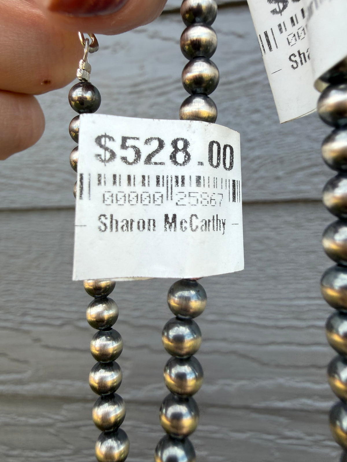 Navajo Premium Turquoise Squash Horn Sterling Silver Pearl Necklace by Sharon McCarthy