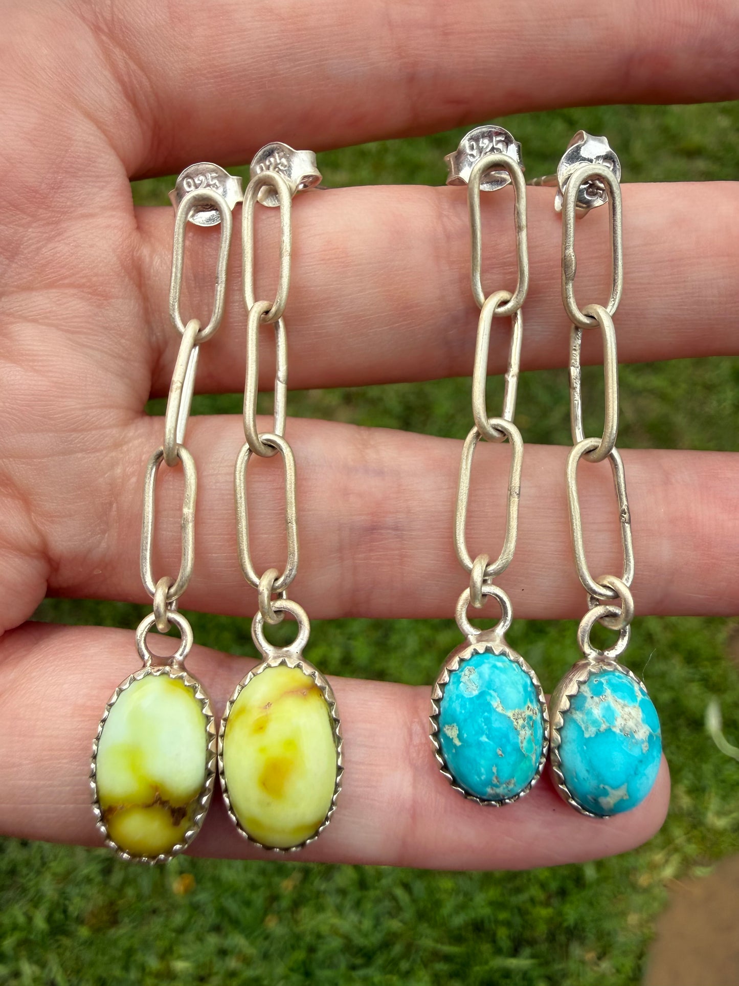 Palomino and Whitewater Chain Dangle Sterling Silver Earrings