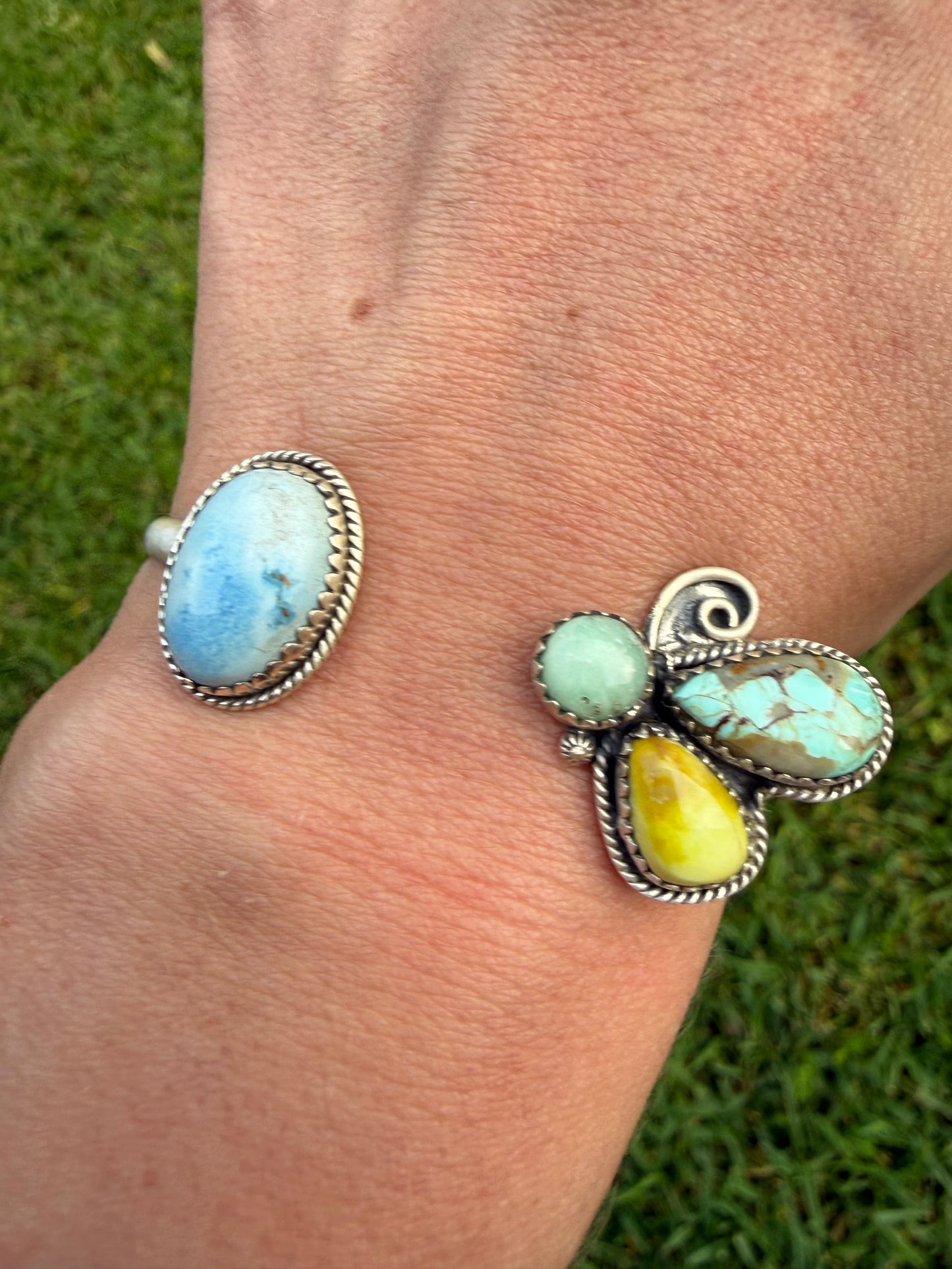 Palomino, Whitewater, and Golden Hills Mixed Stone Adjustable Rings or Cuff Bracelet