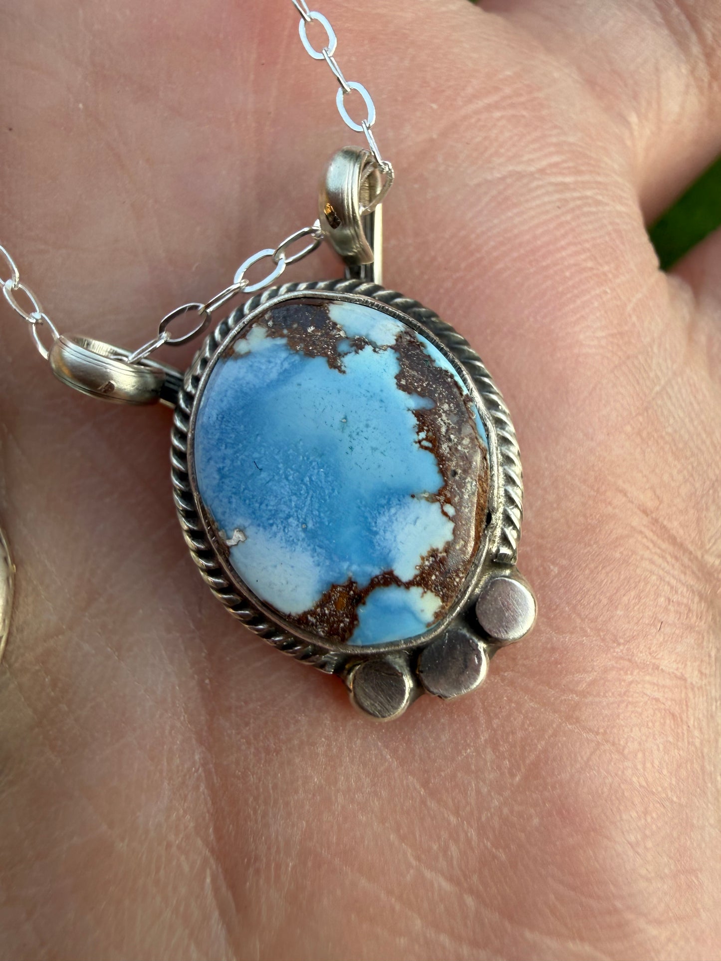 Navajo Golden Hills Turquoise Everyday Dainty Sterling Silver Necklace