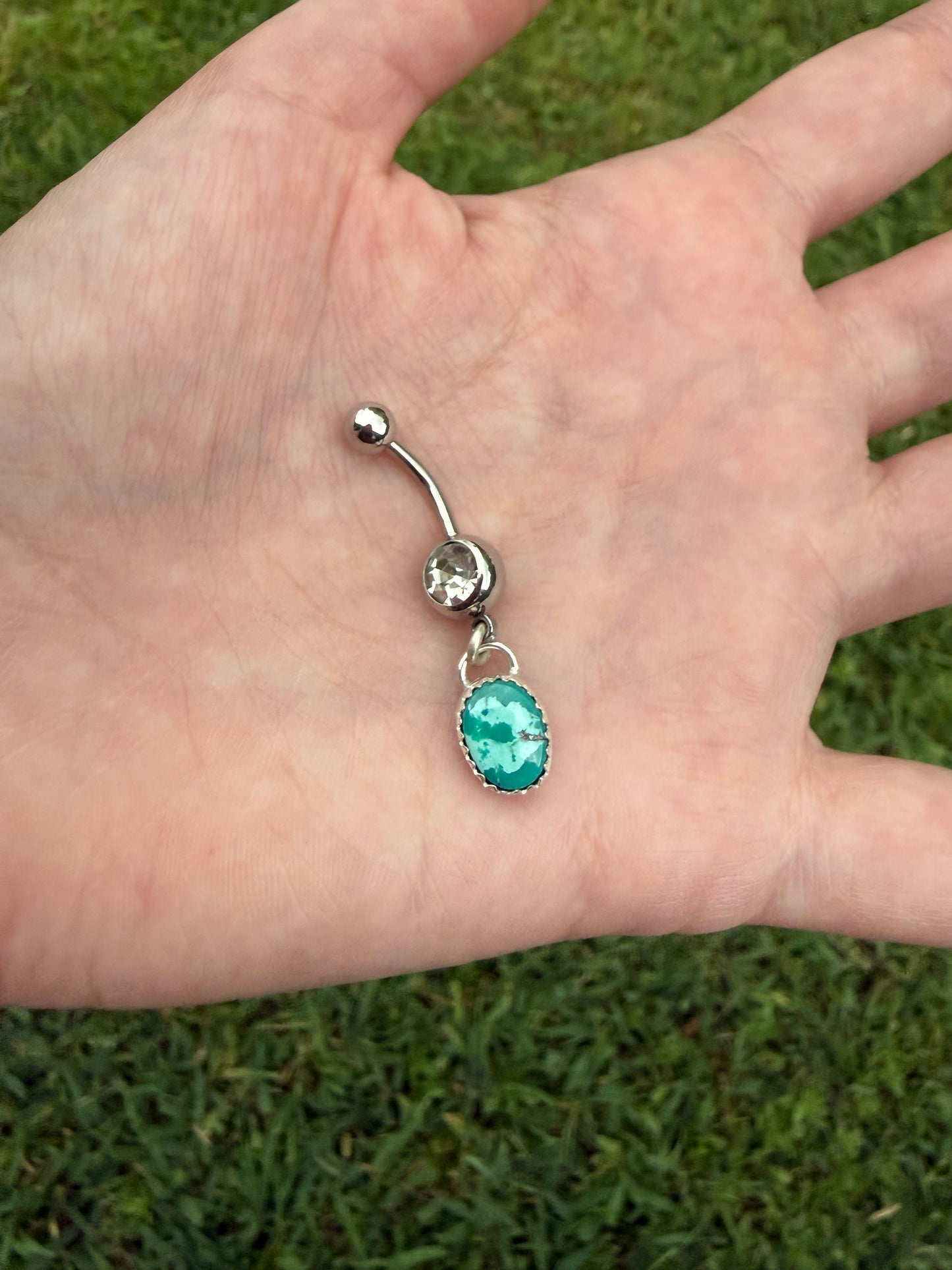Turquoise Sterling Silver Pendant Belly Button Ring