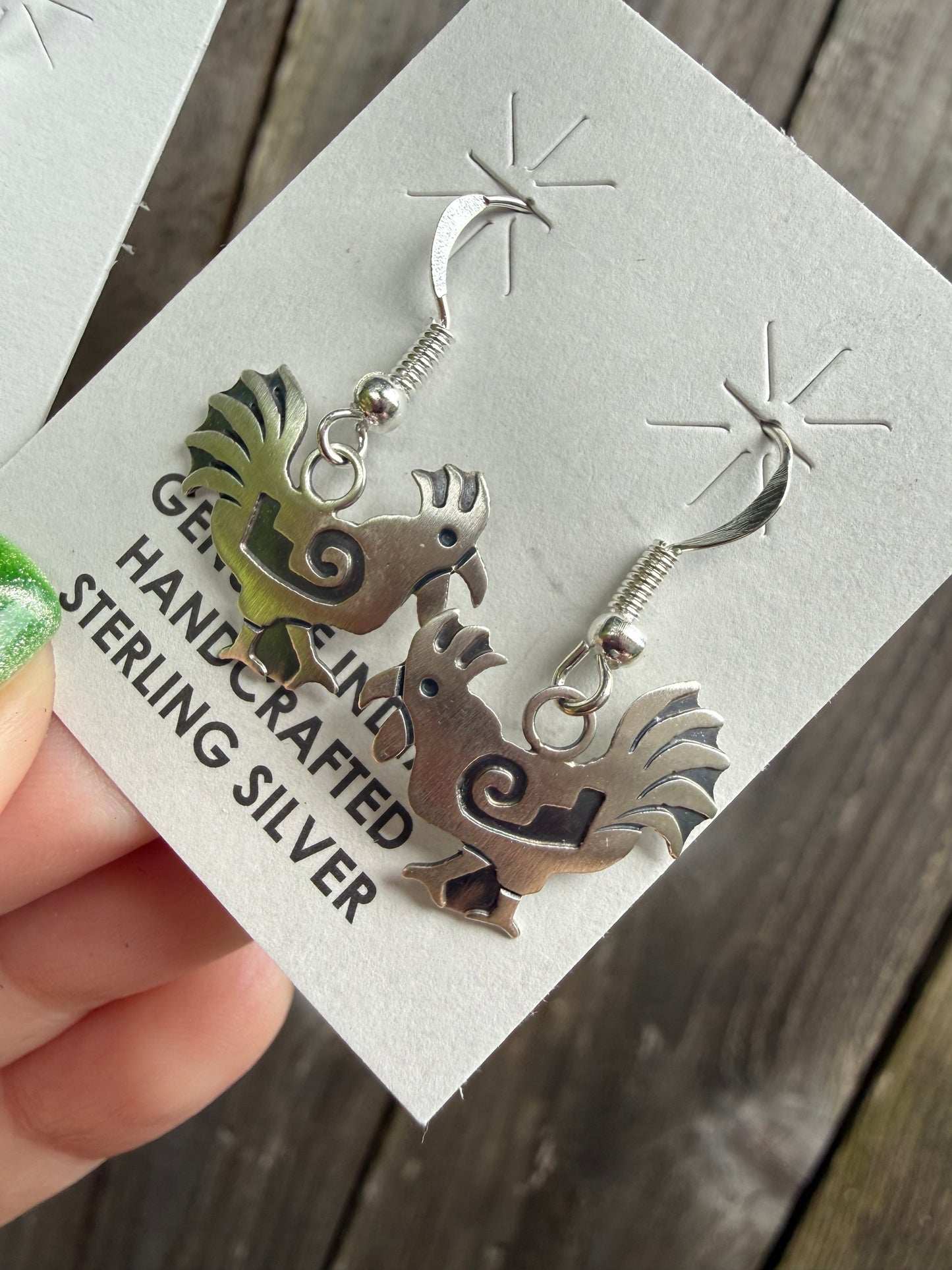 Native Rooster or Butterfly Sterling Silver Earrings
