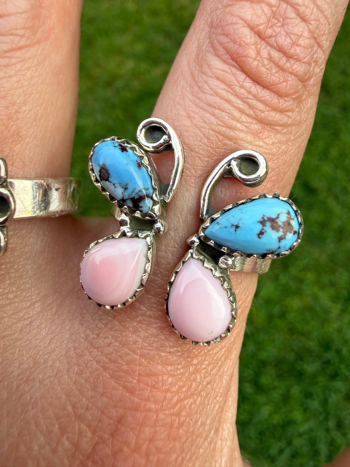 Pink Conch Golden Hills Floater Sterling Silver Rings
