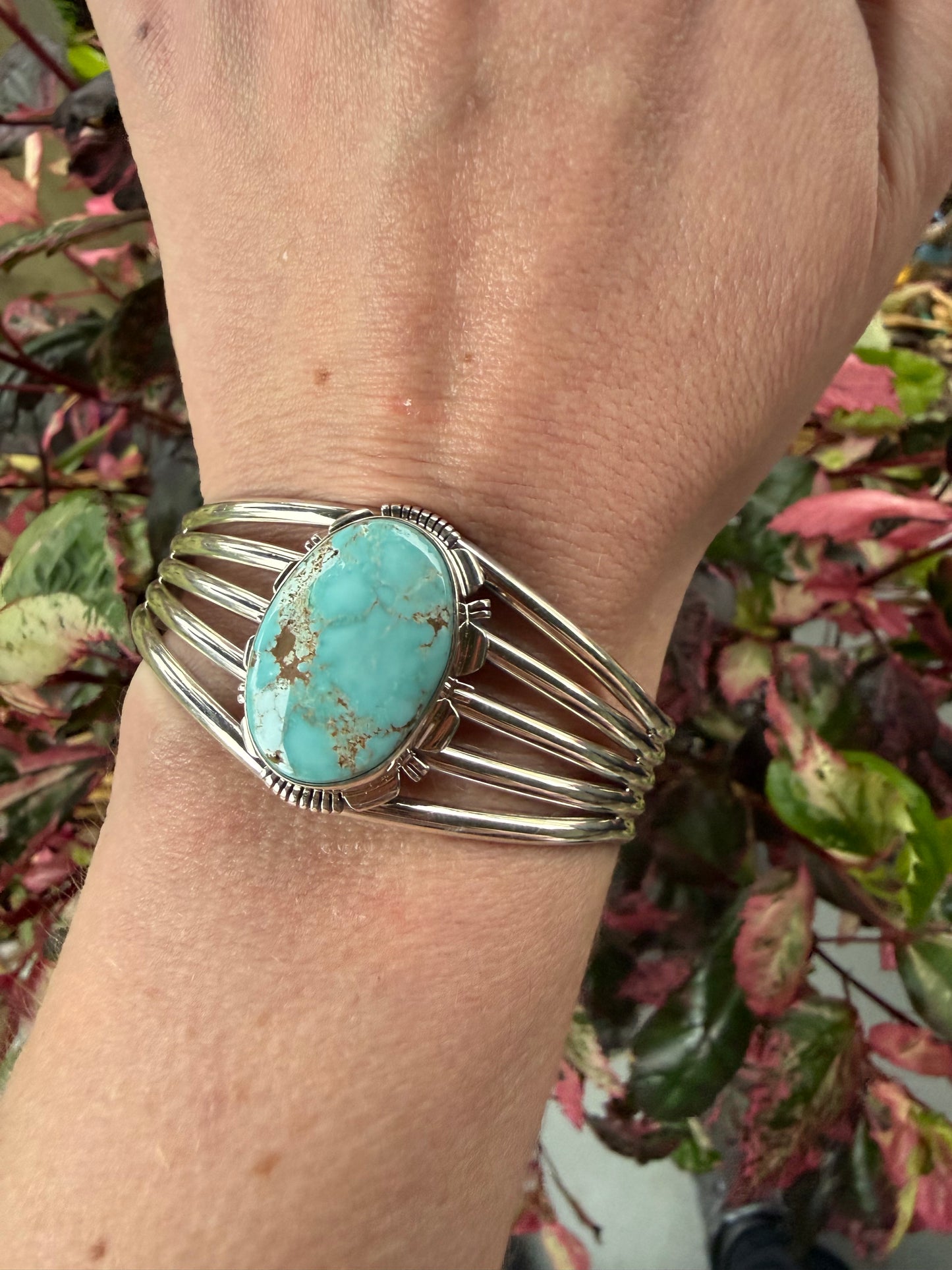 Navajo Handmade Dry Creek Sterling Silver Handmade Cuff by Larry Yazzie