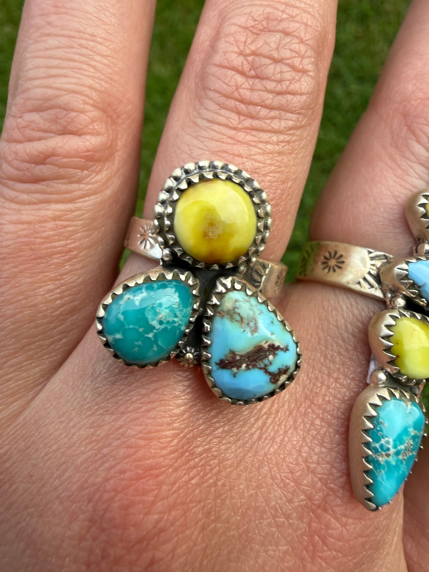 Palomino, Whitewater, and Golden Hills Mixed Stone Adjustable Rings or Cuff Bracelet