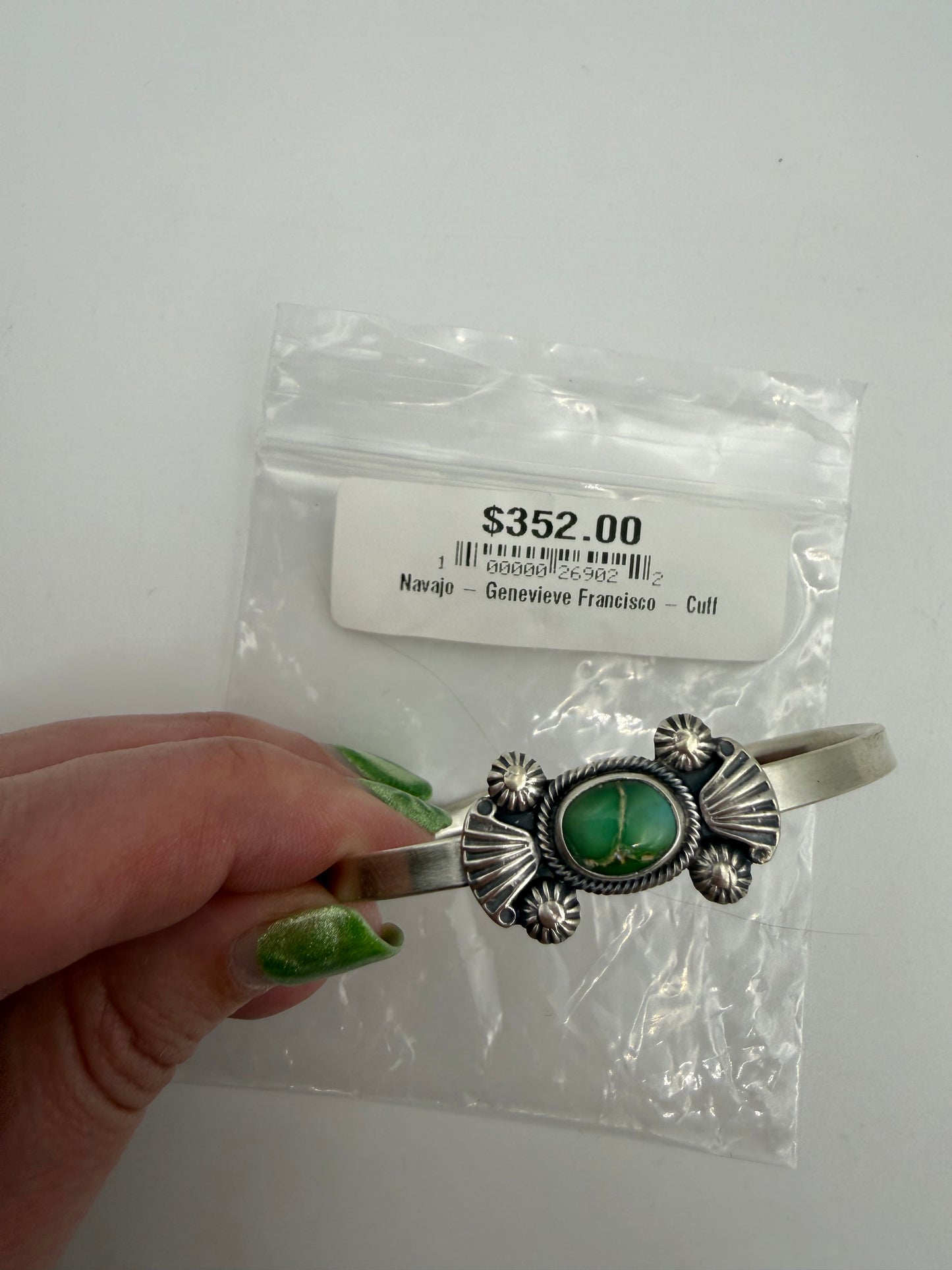 Native Sonoran Gold Turquoise Sterling Silver Cuff Bracelet