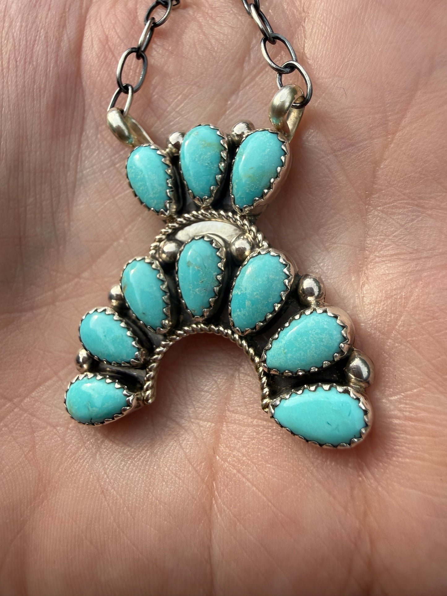 Native Turquoise Naja Sterling Silver Necklace
