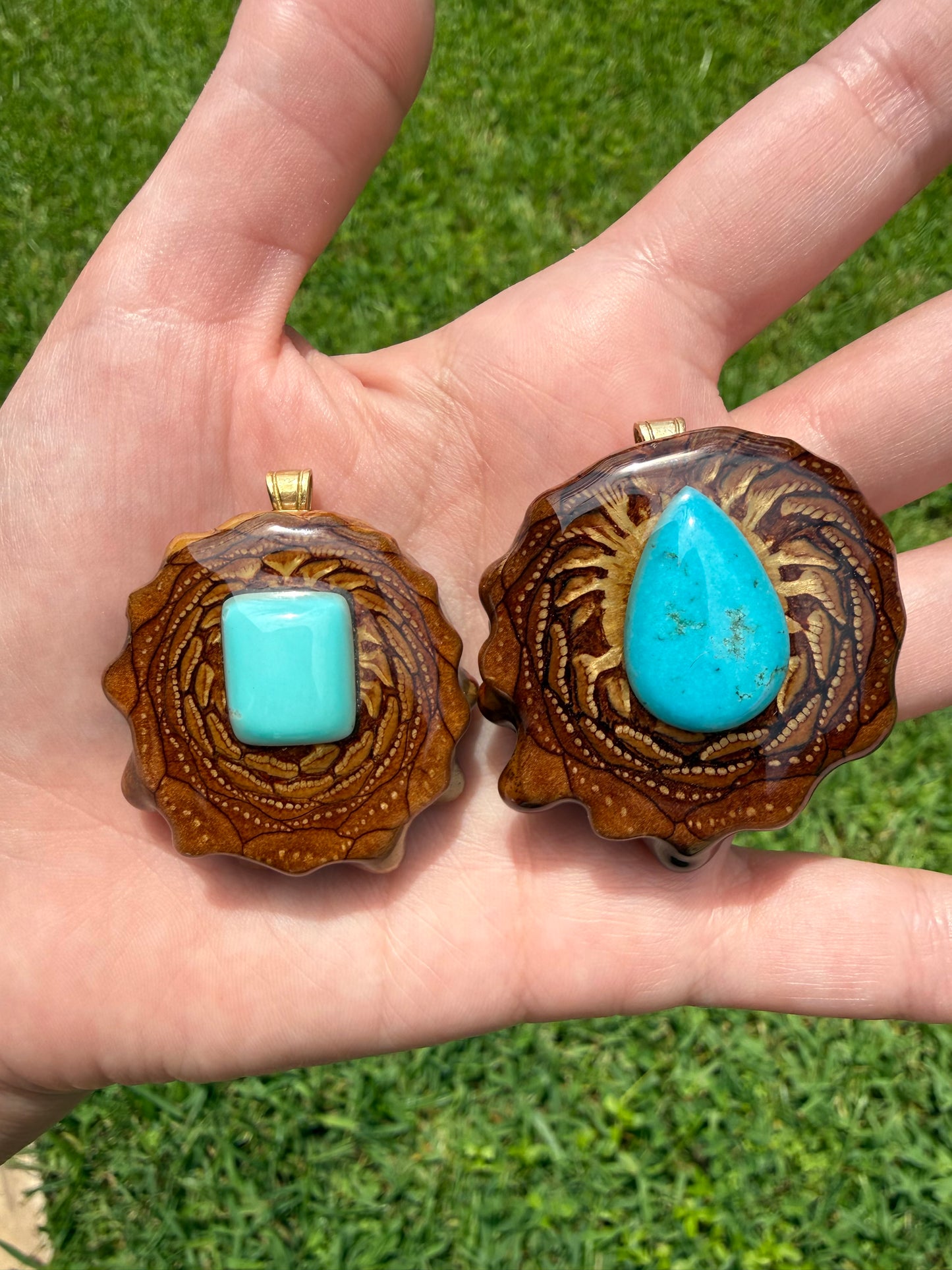 Turquoise Pinecone Pendant Necklace
