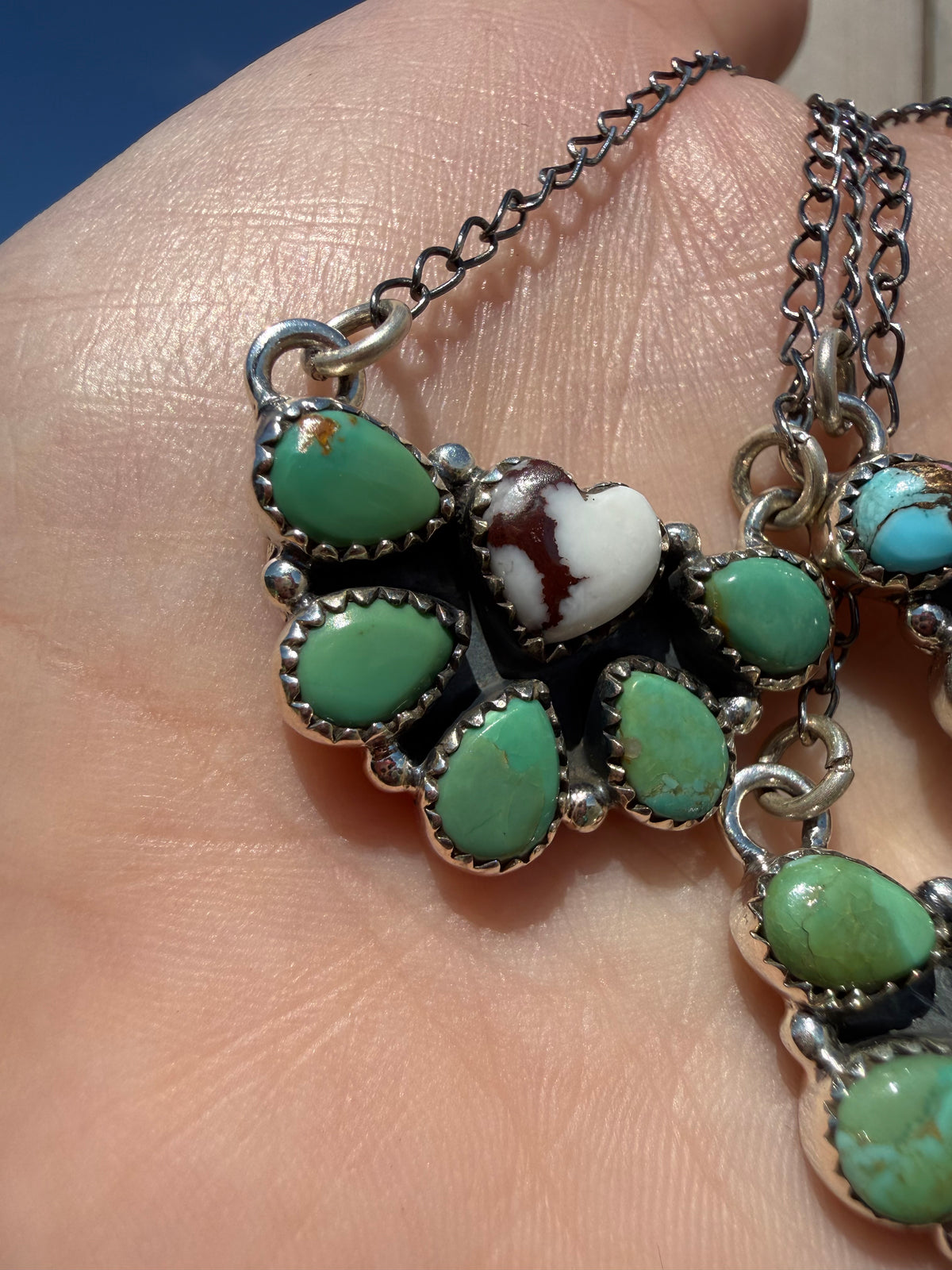 Thee Everyday Heart Half Cluster Sterling Silver Necklace