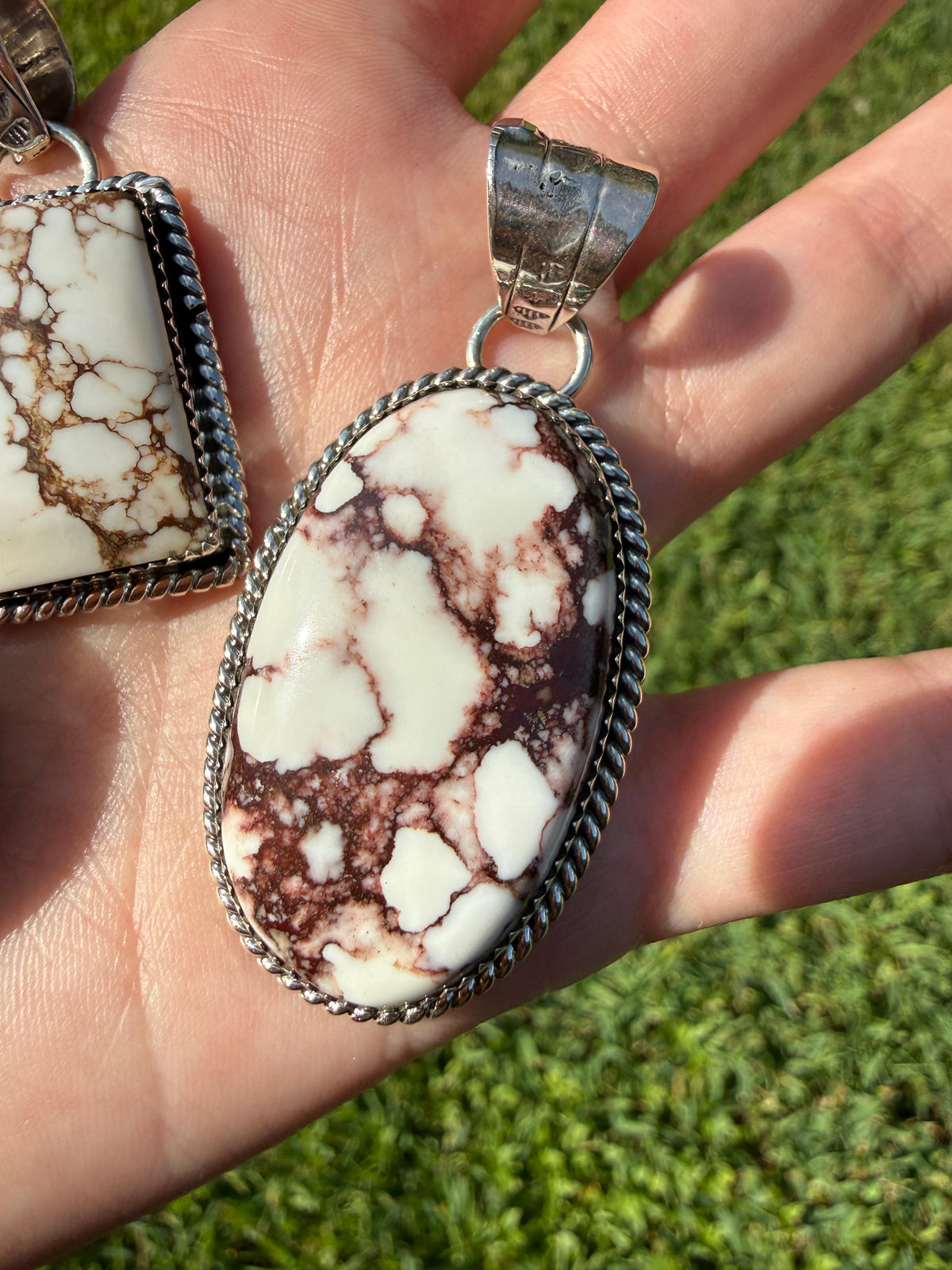 Navajo Wild Horse Big Stone Sterling Silver Pendant