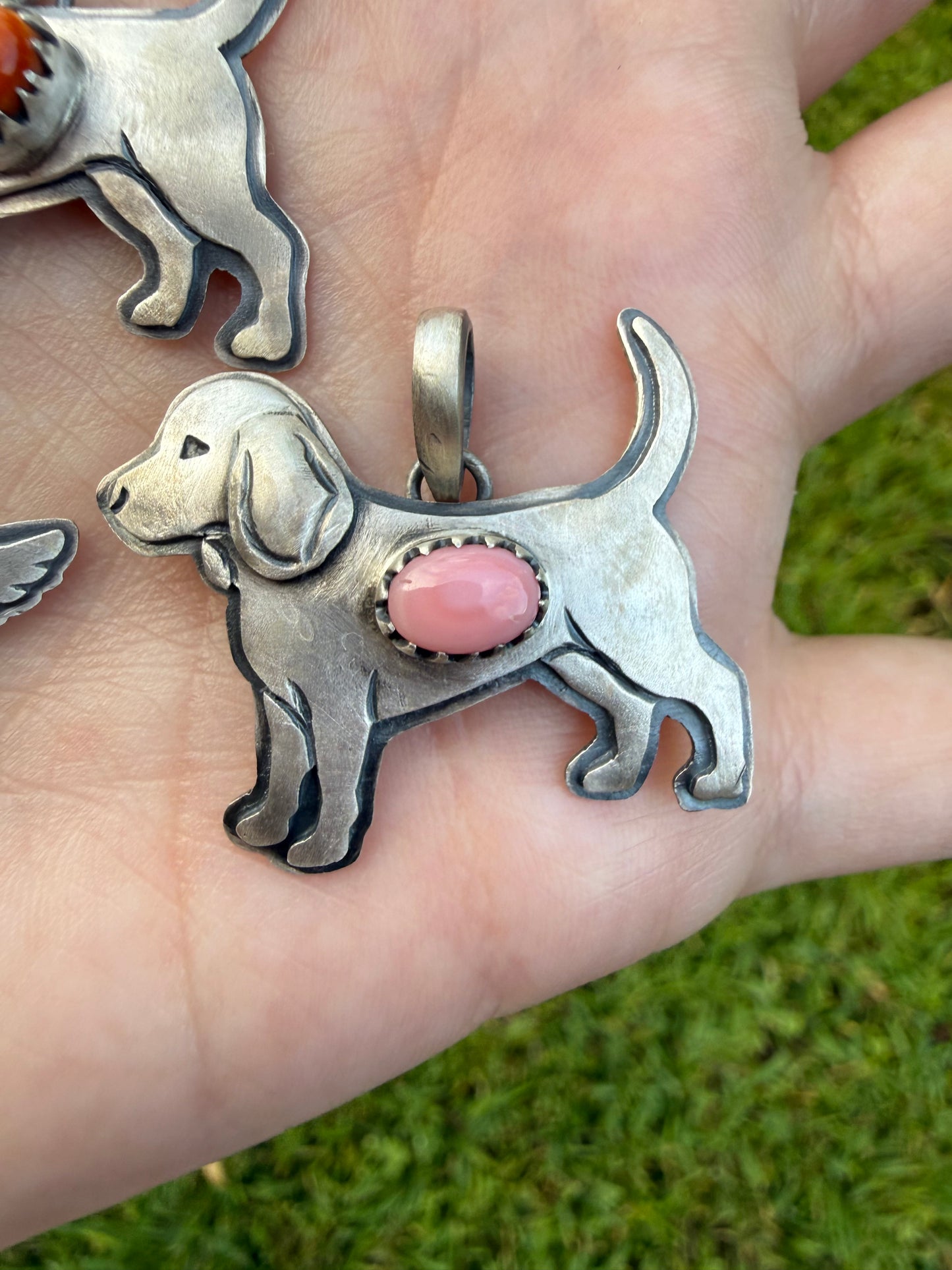 Golden Retriever or Beagle Dog Sterling Silver Handmade Pendant