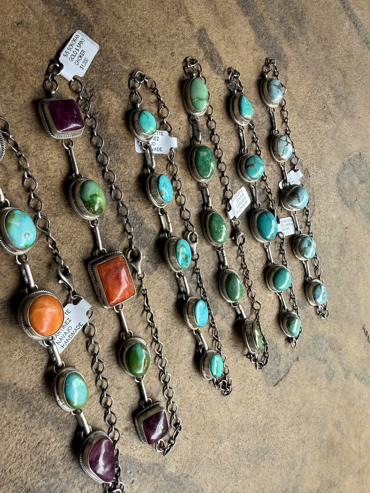 Native Navajo Multi Stone 5 Stone Choker Necklace By Antionette Martinez