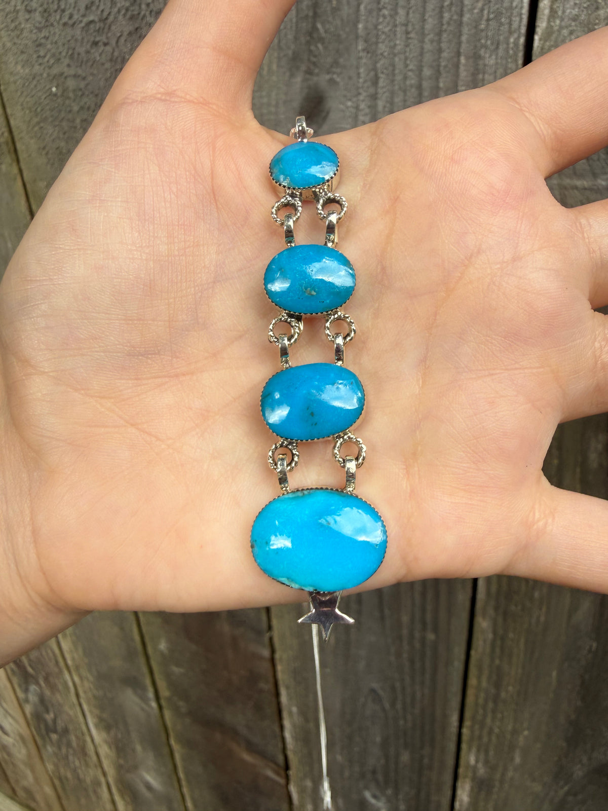 Navajo Turquoise Star Sterling Silver 4 Stone Lariat or Earrings