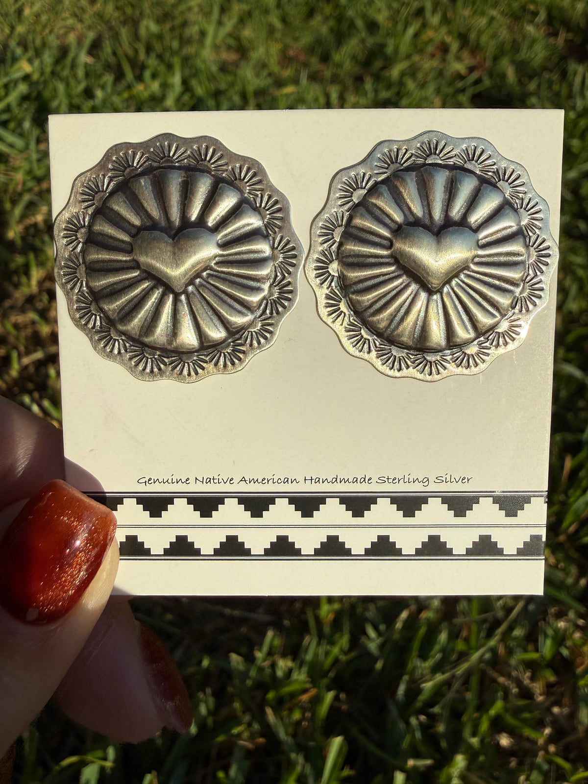 Navajo Heart Single Sterling Silver Concho Stud Earrings