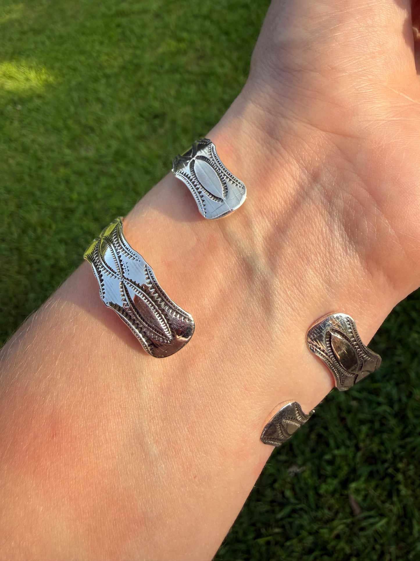 Navajo Turquoise 7 Stone Bar Sterling Silver Cuff Bracelet