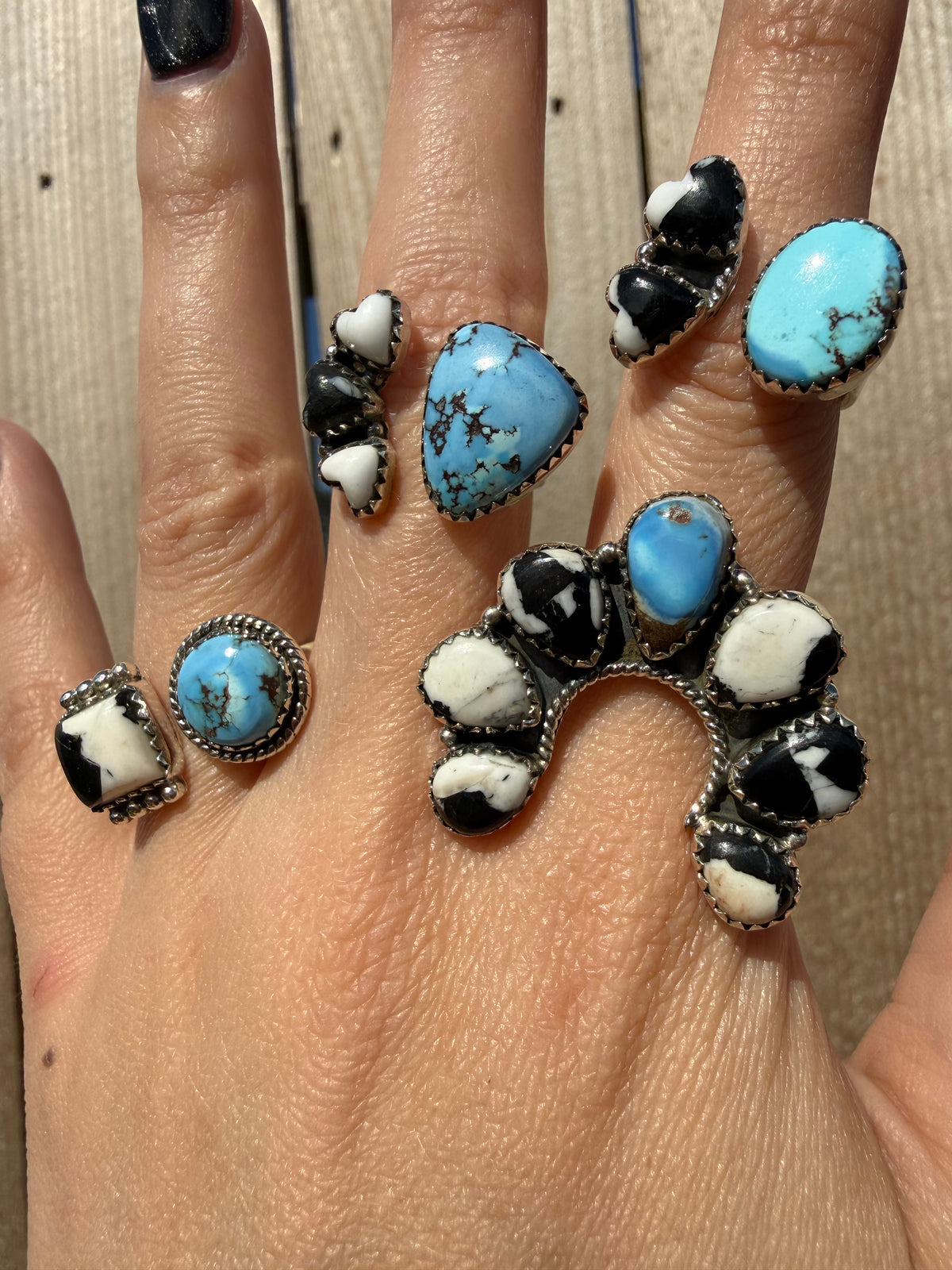 Golden Hills Turquoise and White Buffalo Sterling Silver Adjustable Ring
