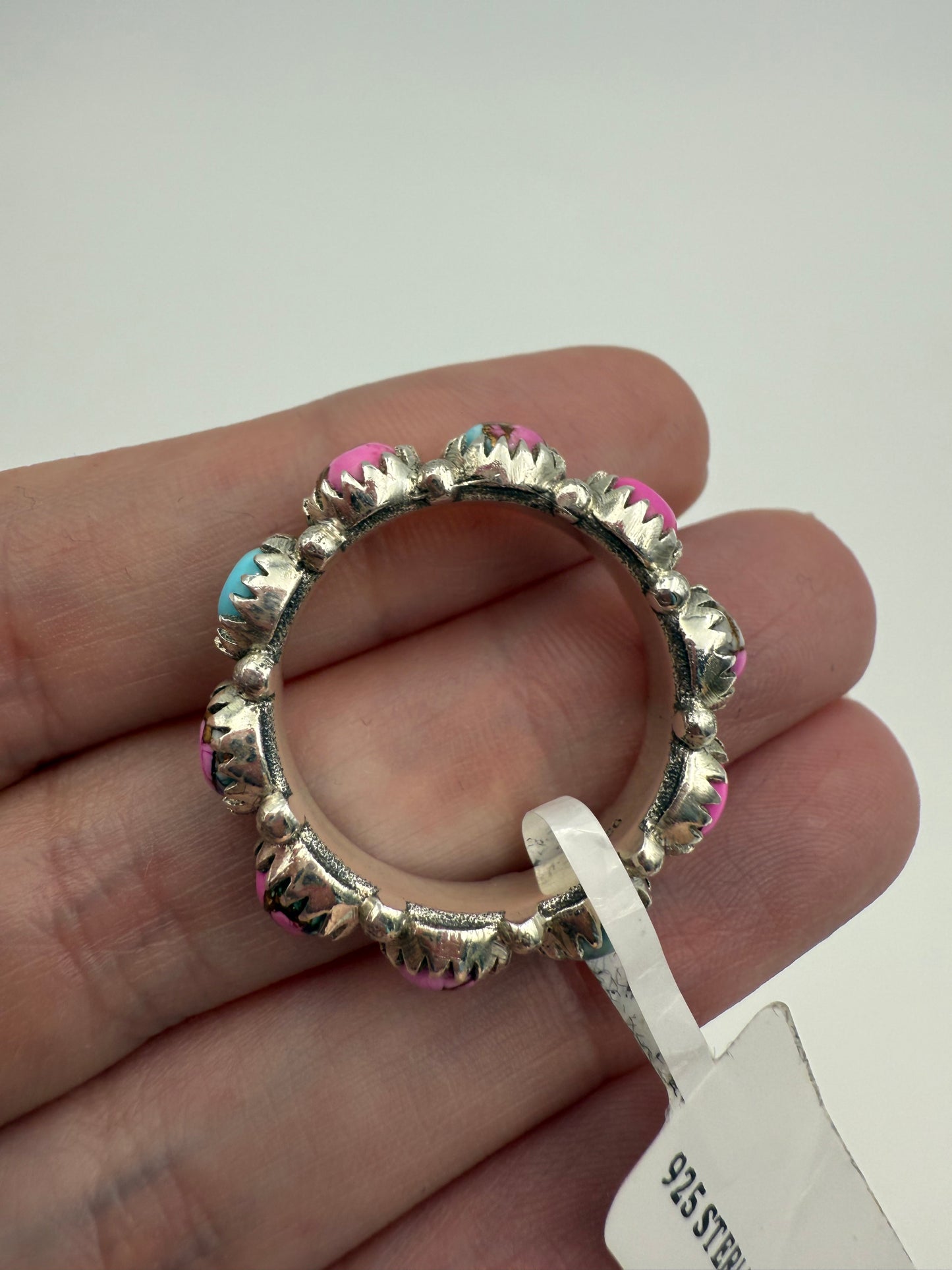 Cotton Candy Turquoise Sterling Silver Infinity Ring
