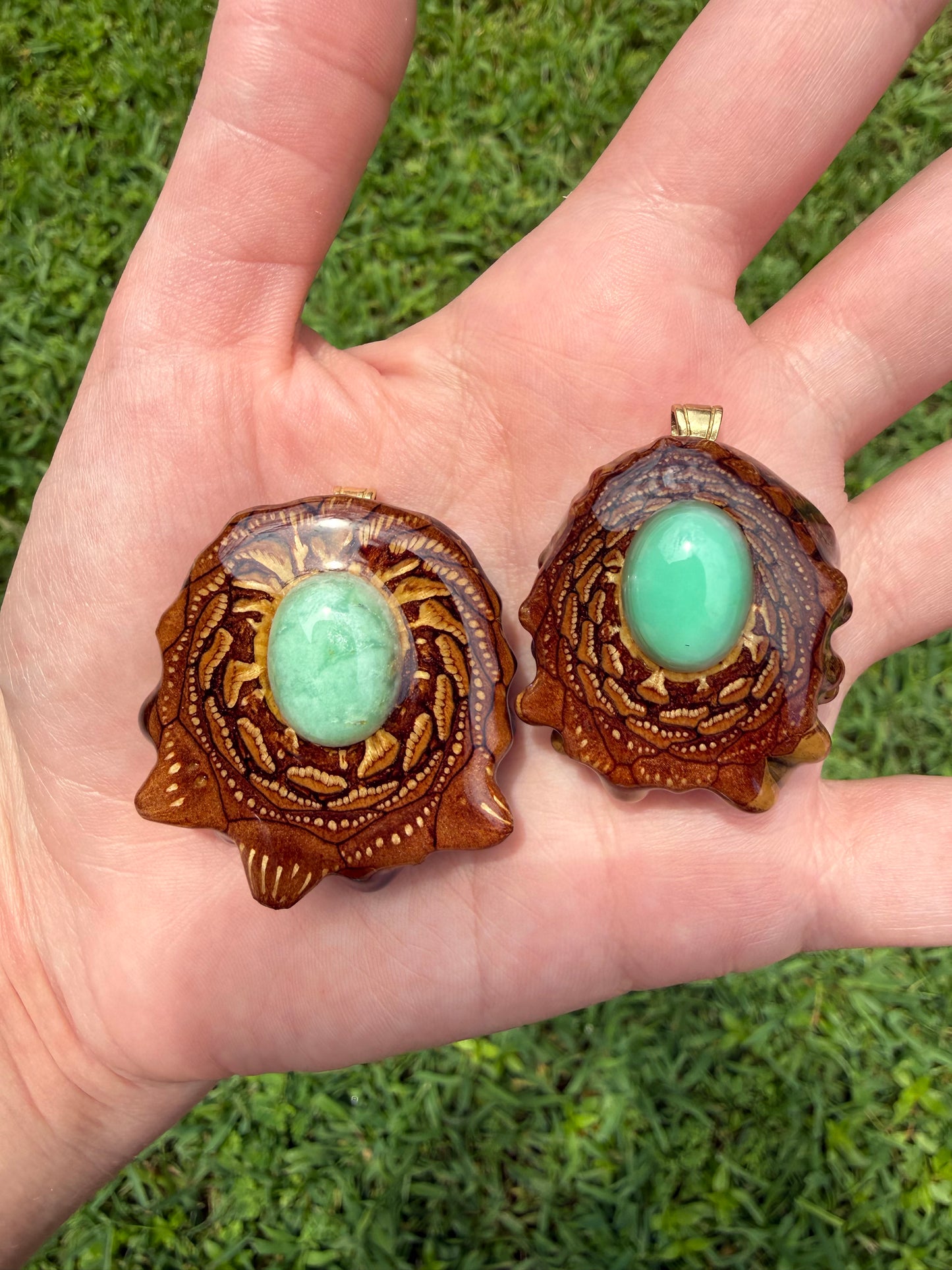 Variscite Pinecone Pendant Necklace