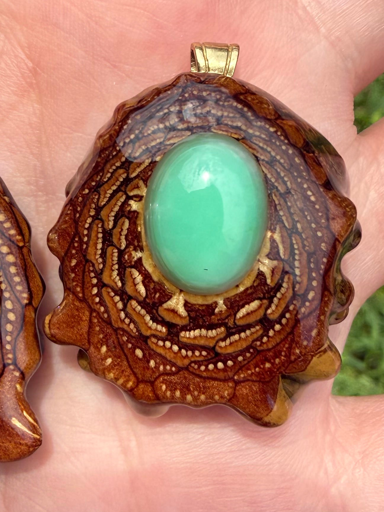 Variscite Pinecone Pendant Necklace