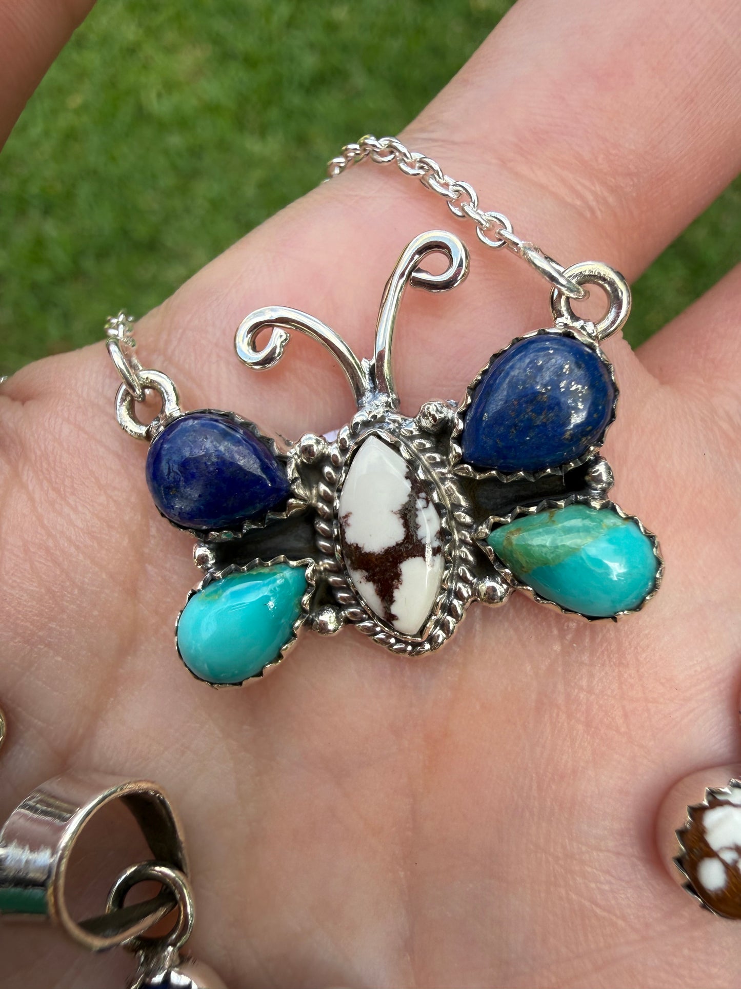 Turquoise Wild Horse And Blue Lapis Unique Combo Necklaces or Ring Or Pendant