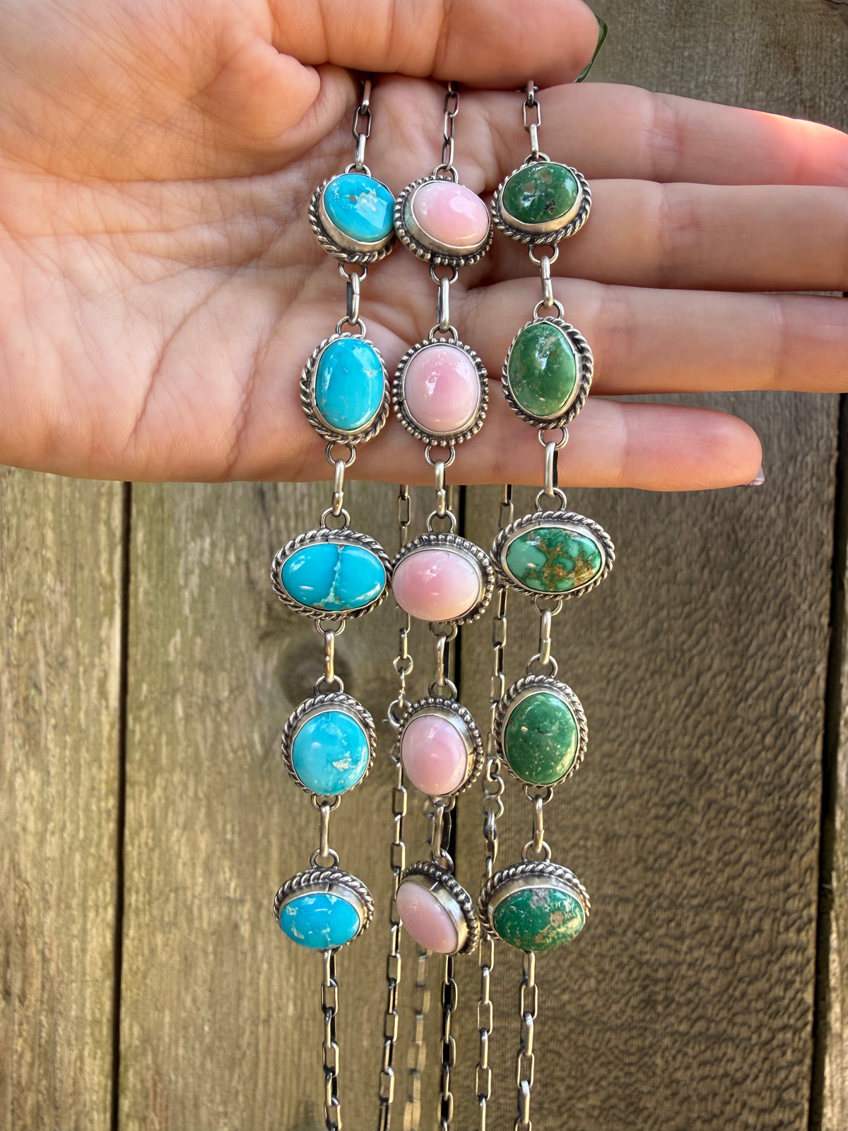 Navajo Turquoise or Pink Conch Sterling Silver Choker