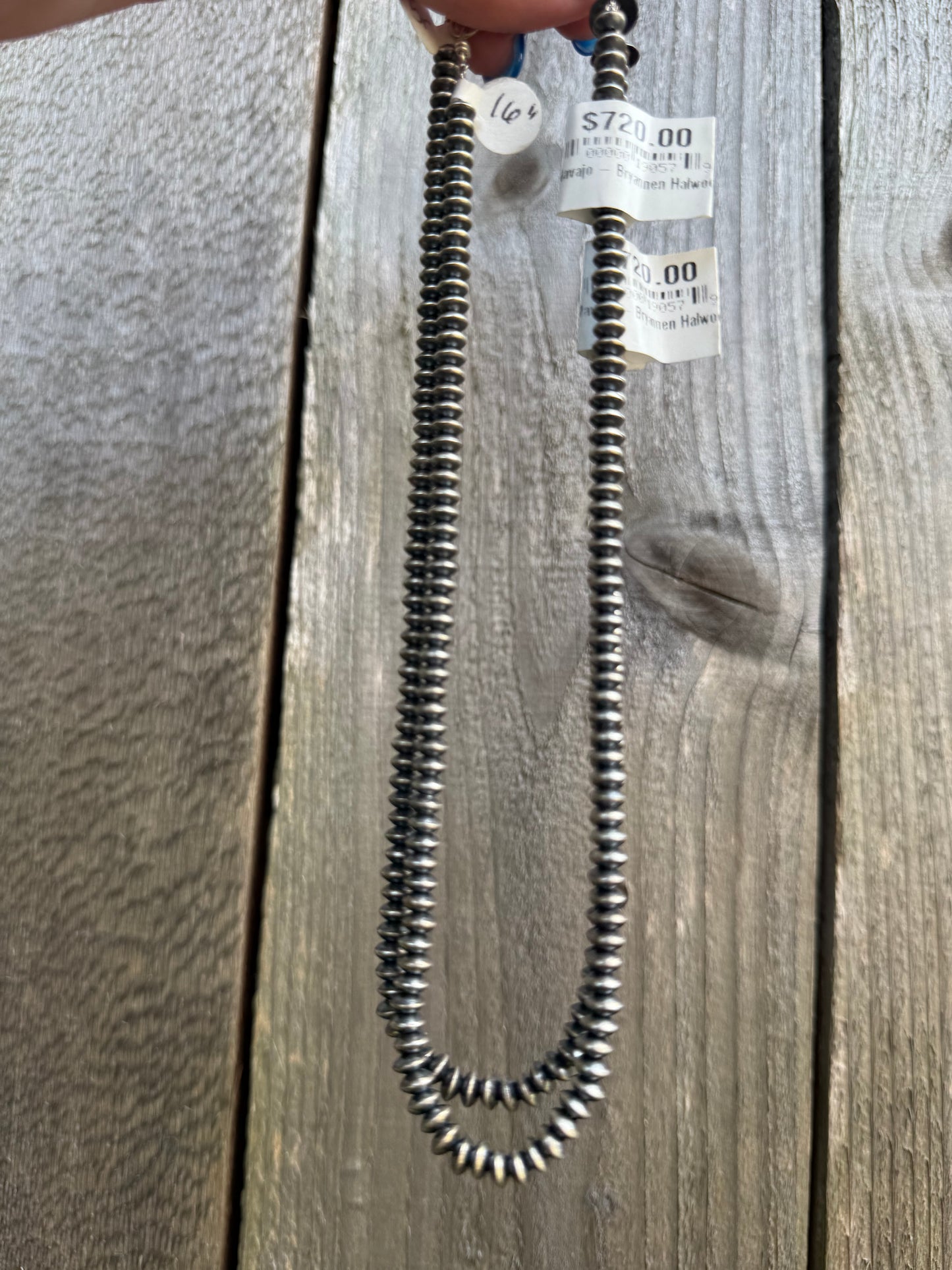 Navajo Pearl Saucer Sterling Silver Necklace 16 Inch by Bryannen Halwood