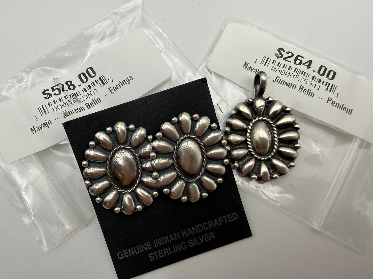 Native All Sterling Silver Flower Pendant or Earrings by Jimson Belin