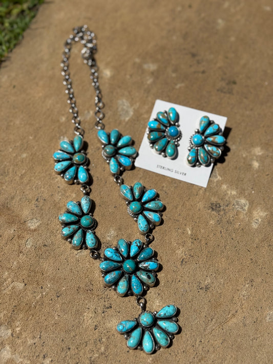 Native Turquoise Flower Statement Necklace by Anna Spencer