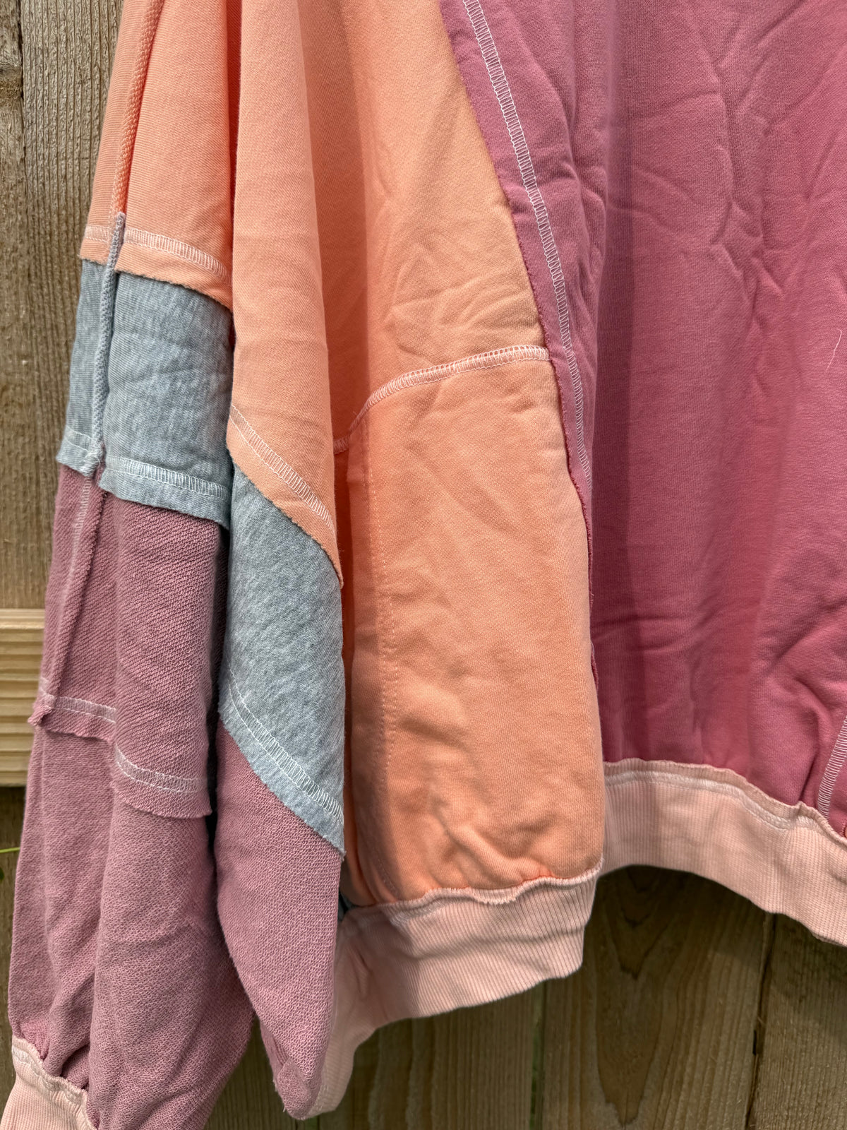 Wild Honey Colorblock Patchwork Exposed Seam Sweatshirt