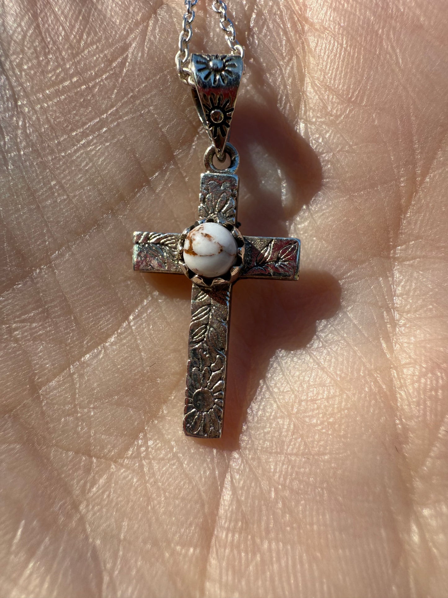 Cross Turquoise and Stone Accent Sterling Silver Necklace